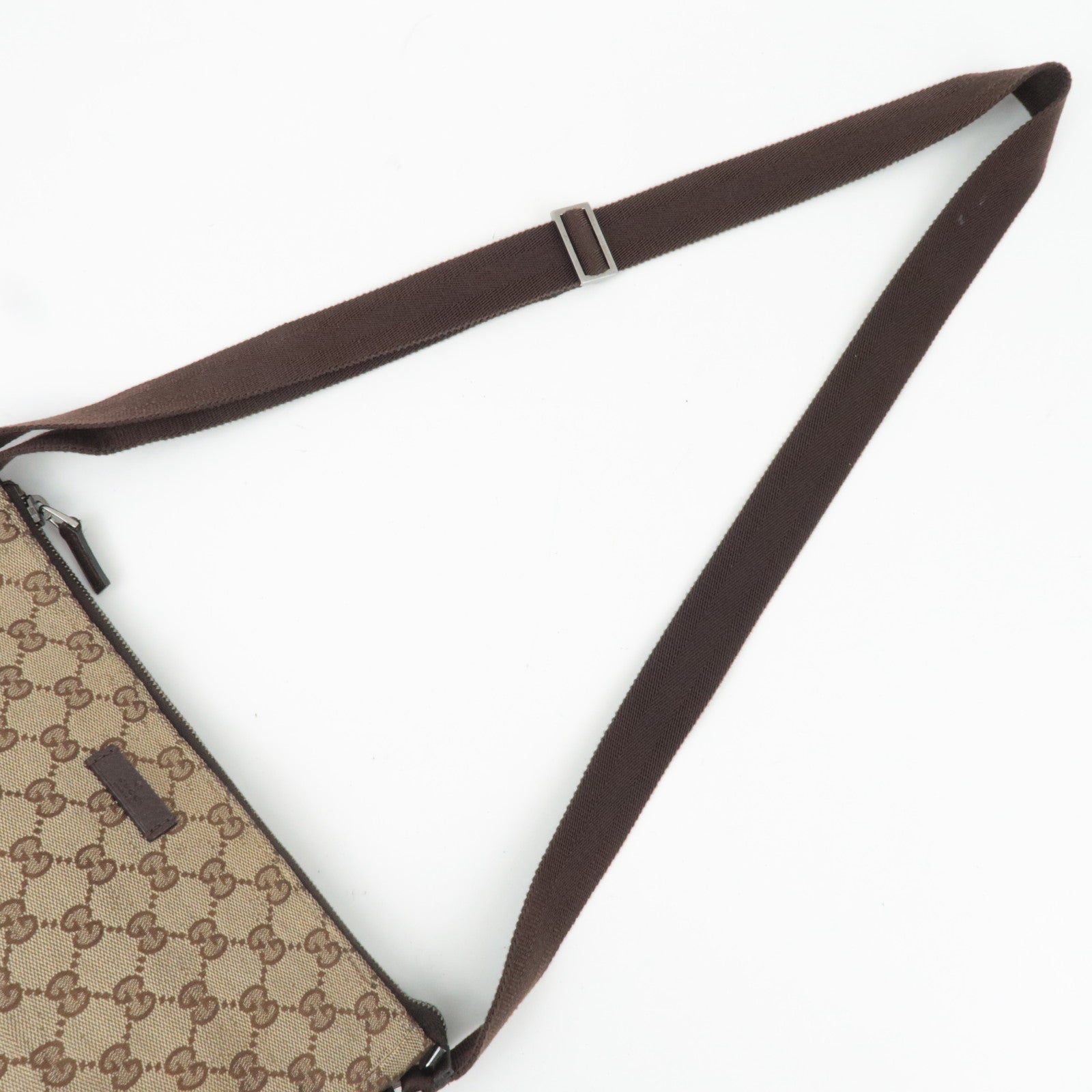 GUCCI Shoulder Bag GG Canvas Leather Beige Brown 114273