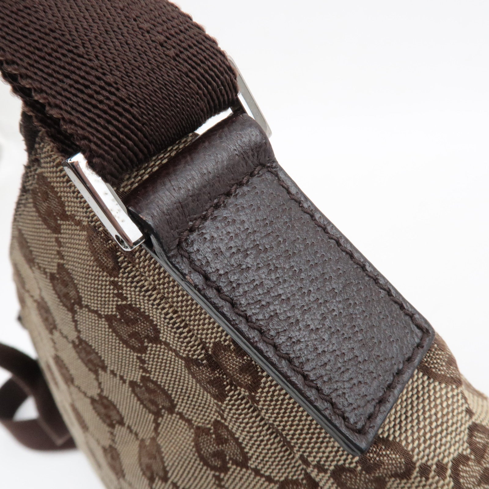 GUCCI Shoulder Bag GG Canvas Leather Beige Brown 114273