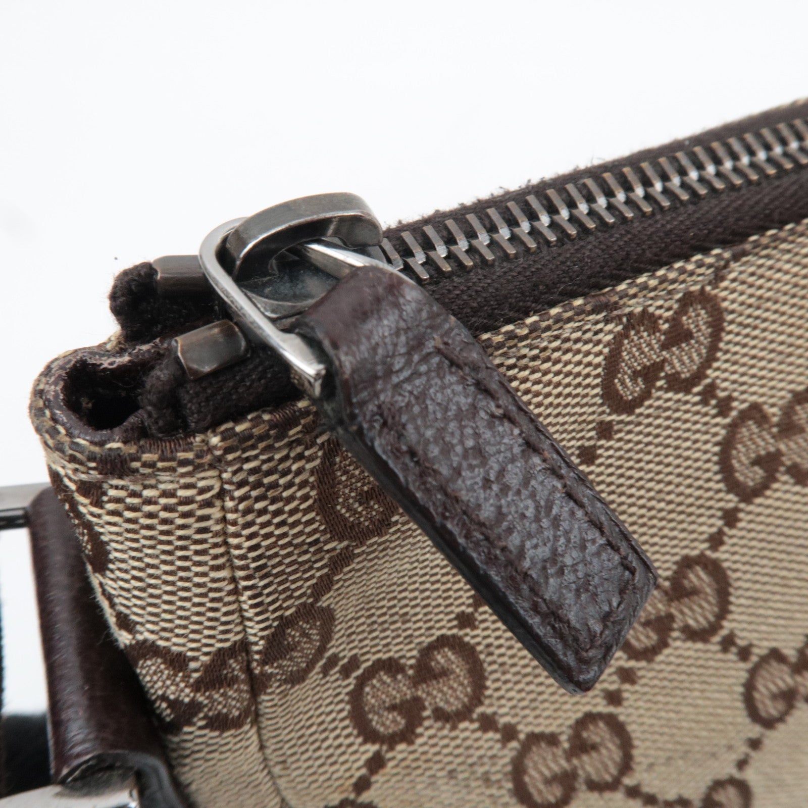 GUCCI Shoulder Bag GG Canvas Leather Beige Brown 114273