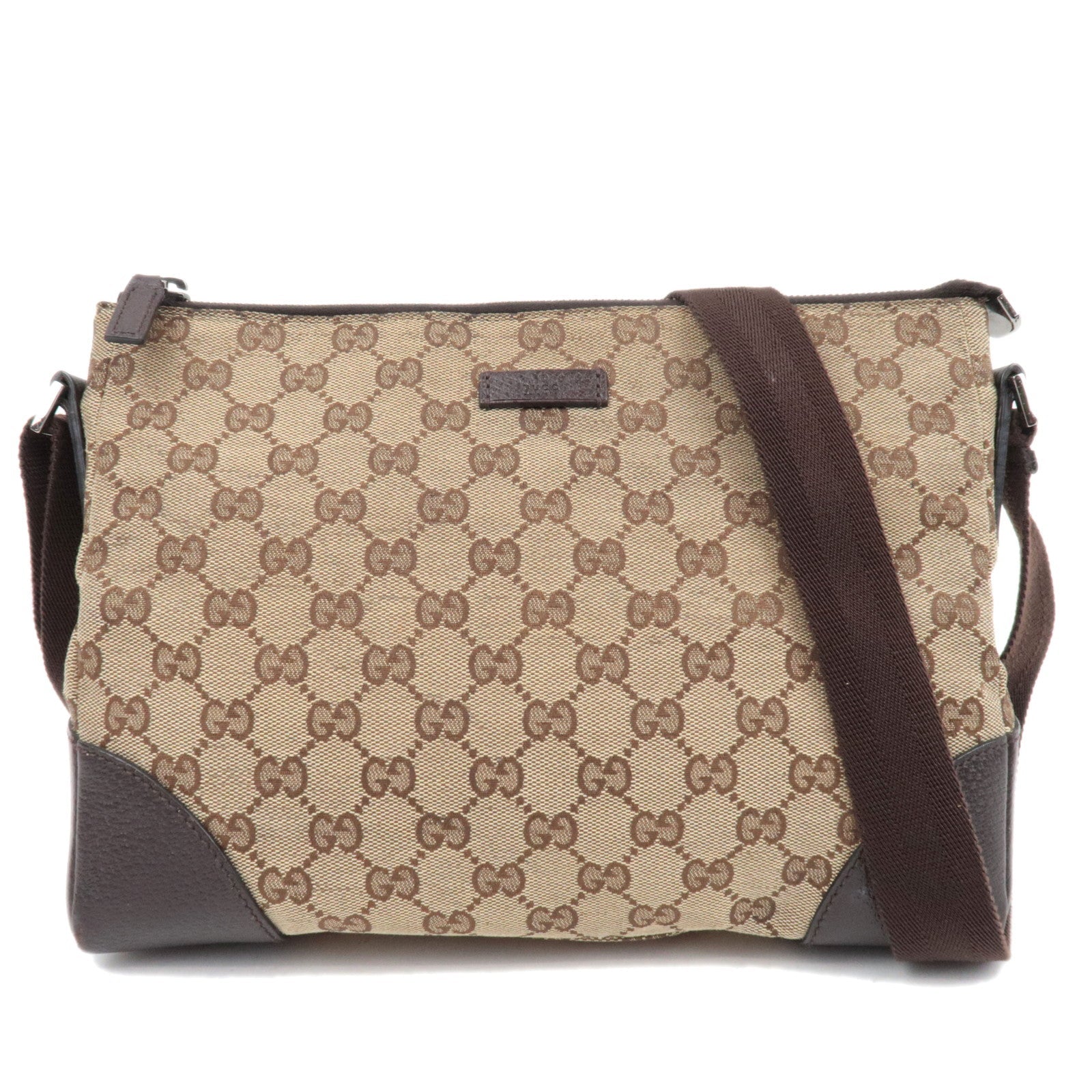 GUCCI Shoulder Bag GG Canvas Leather Beige Brown 11427382408