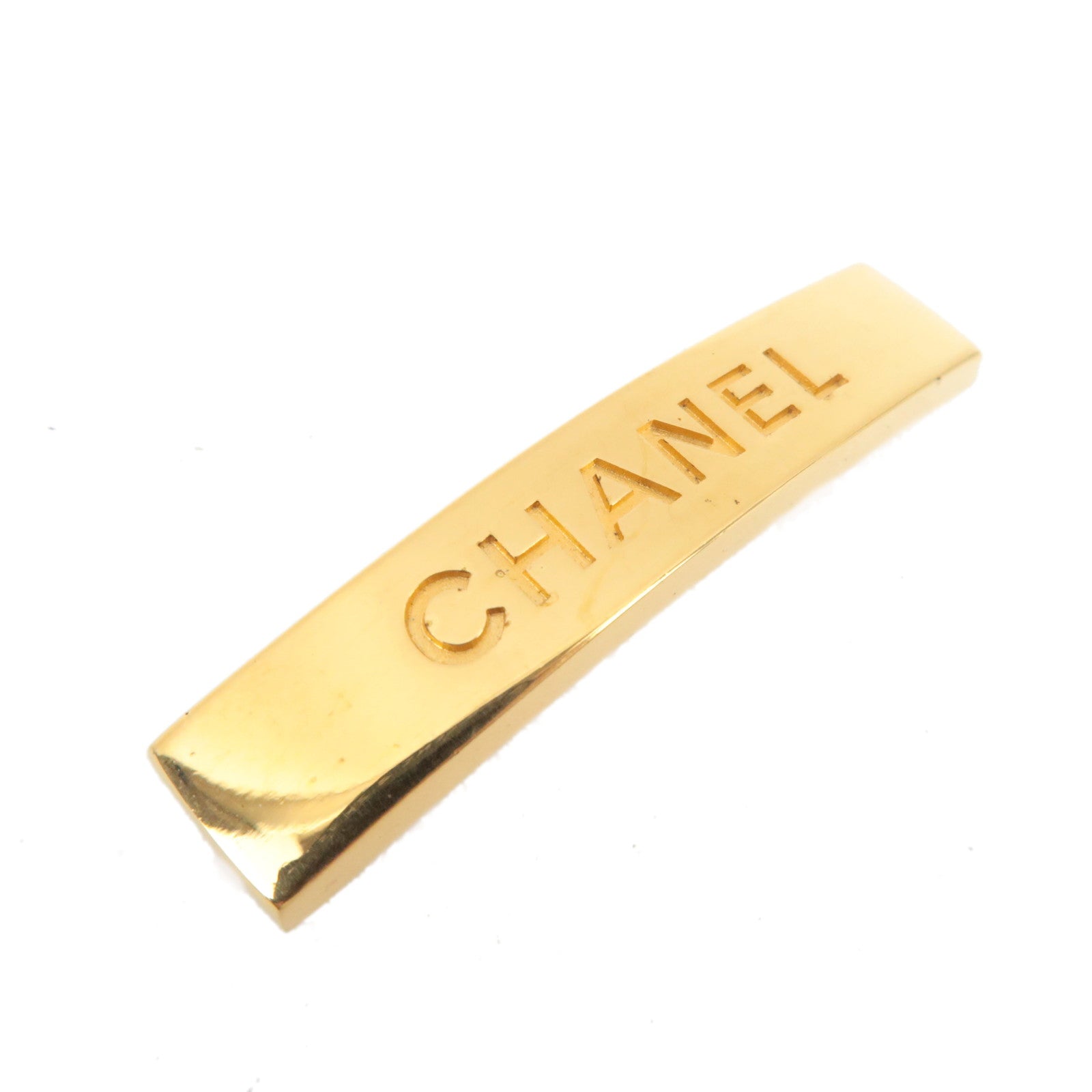 CHANEL Logo Mini Barrette Metal Hair Clip 99P Gold82424