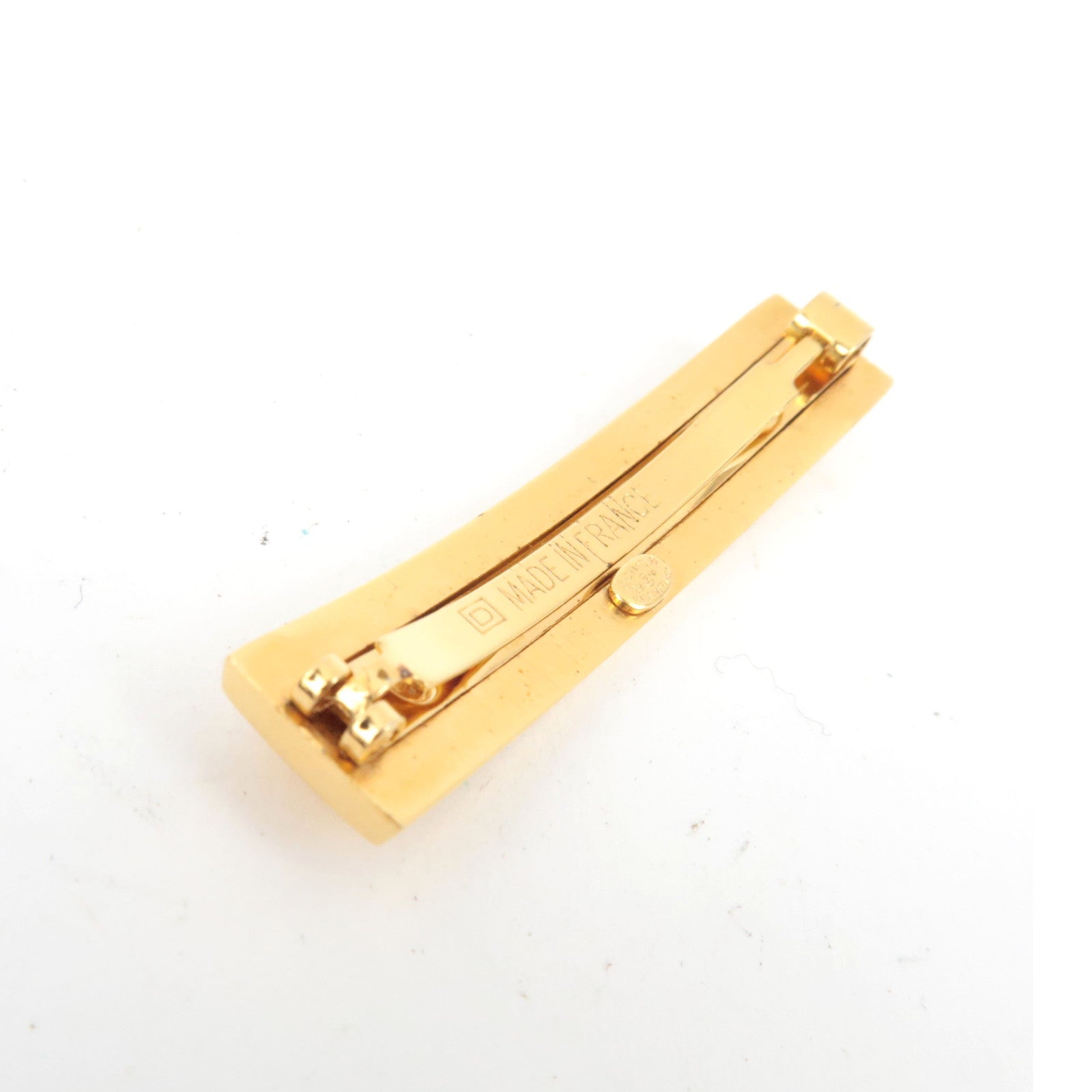 CHANEL Logo Mini Barrette Metal Hair Clip 99P Gold