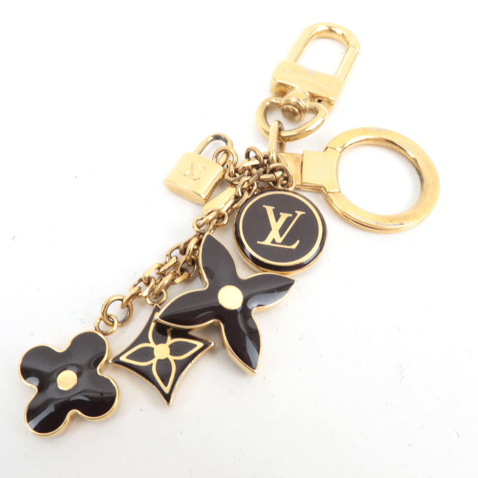 Louis Vuitton Porte Cles Pampille Metal Bag Charm Gold Brown M91929