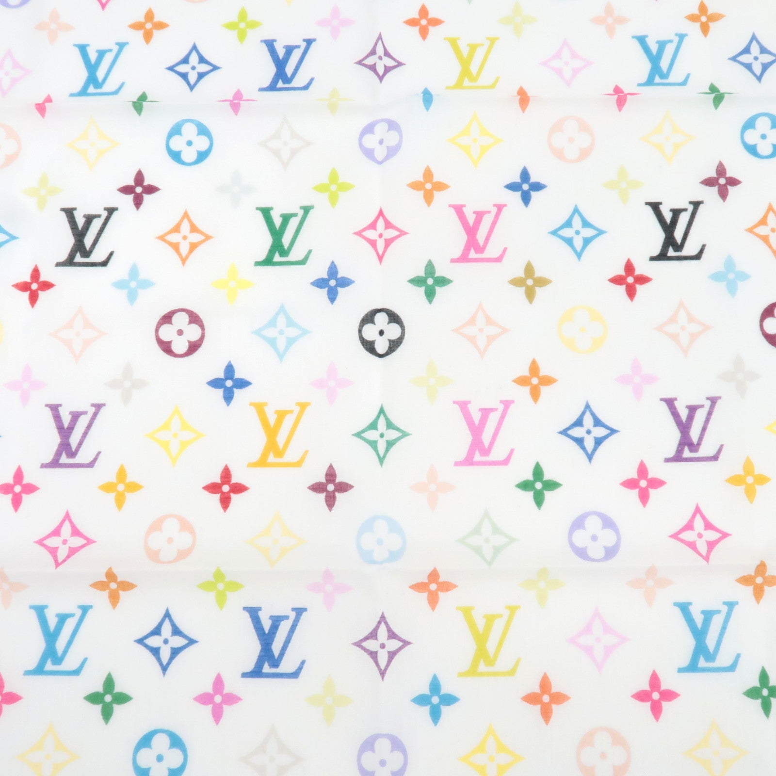 Louis Vuitton Monogram Multicolor Scarf 100% Cotton Blanc M71911