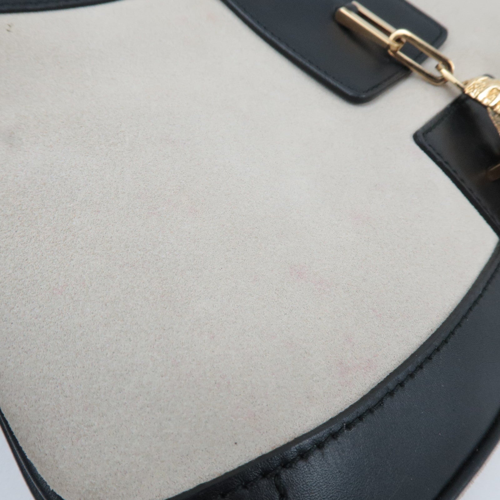 GUCCI Tiger Head Suede Leather Shoulder Bag Light Gray Black 001.4110.001013 *Dust bag