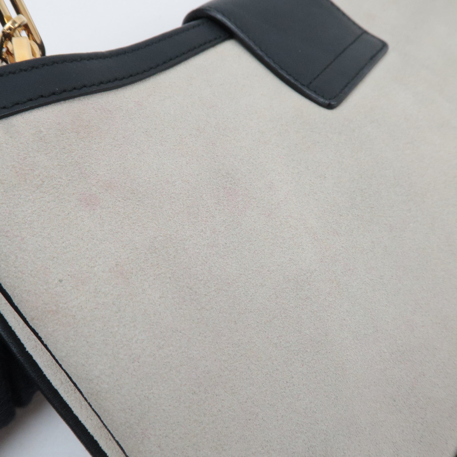 GUCCI Tiger Head Suede Leather Shoulder Bag Light Gray Black 001.4110.001013 *Dust bag