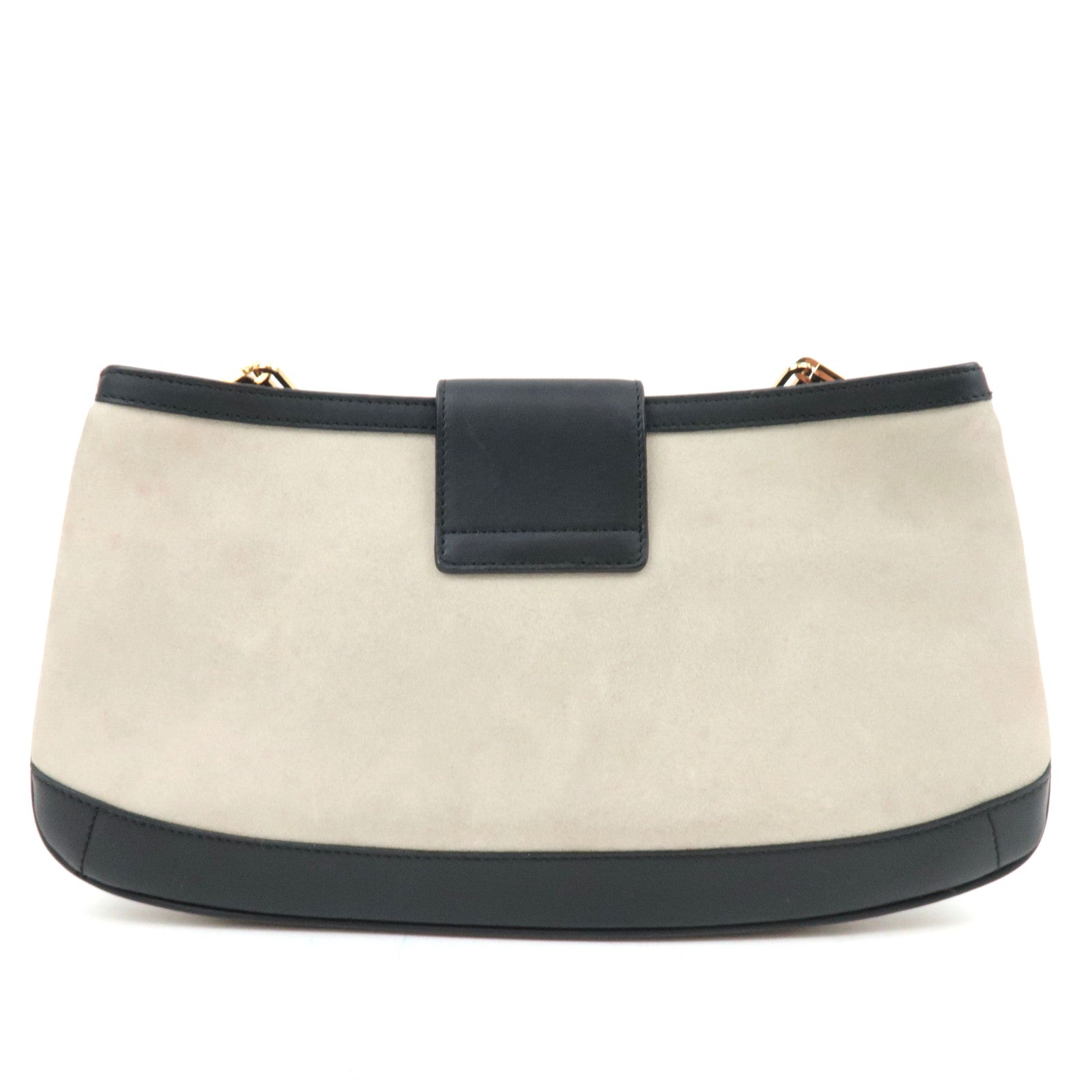 GUCCI Tiger Head Suede Leather Shoulder Bag Light Gray Black 001.4110.001013 *Dust bag