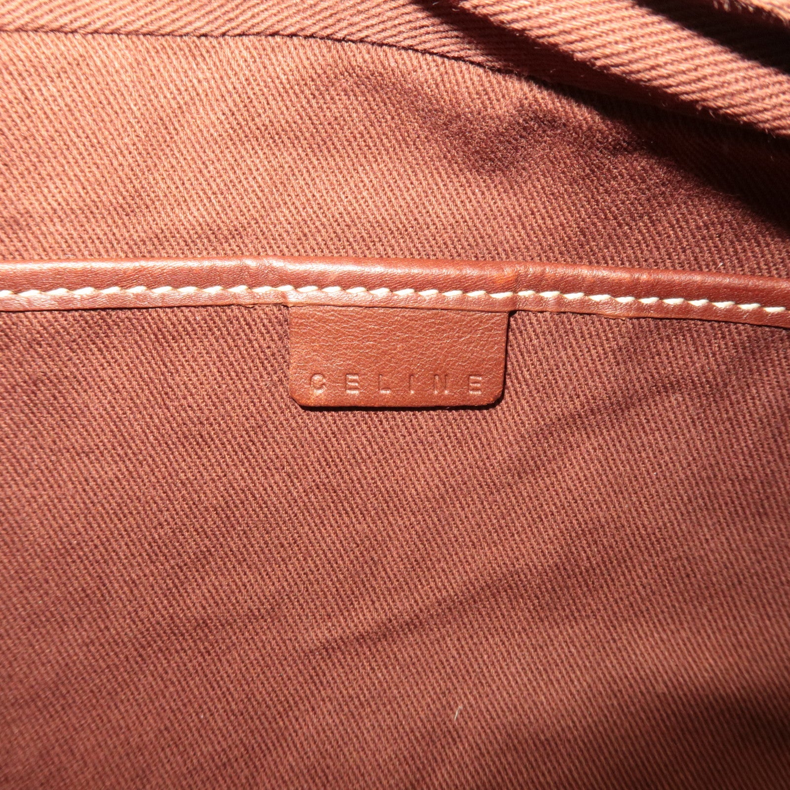 CELINE C Macadam Suede Leather Shoulder Bag Blue Brown