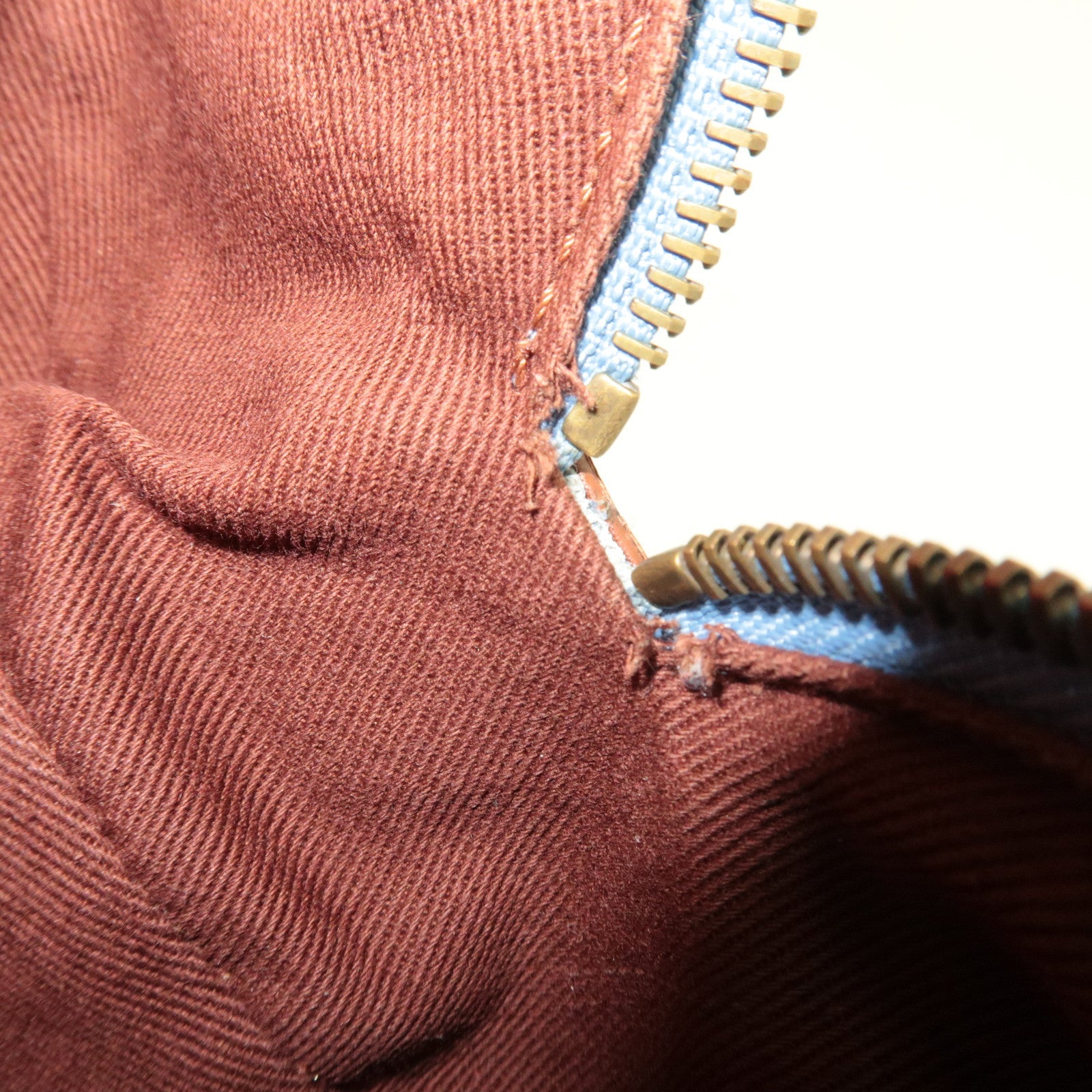 CELINE C Macadam Suede Leather Shoulder Bag Blue Brown