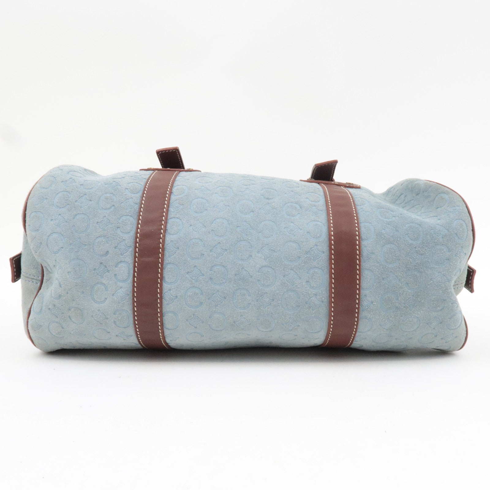 CELINE C Macadam Suede Leather Shoulder Bag Blue Brown