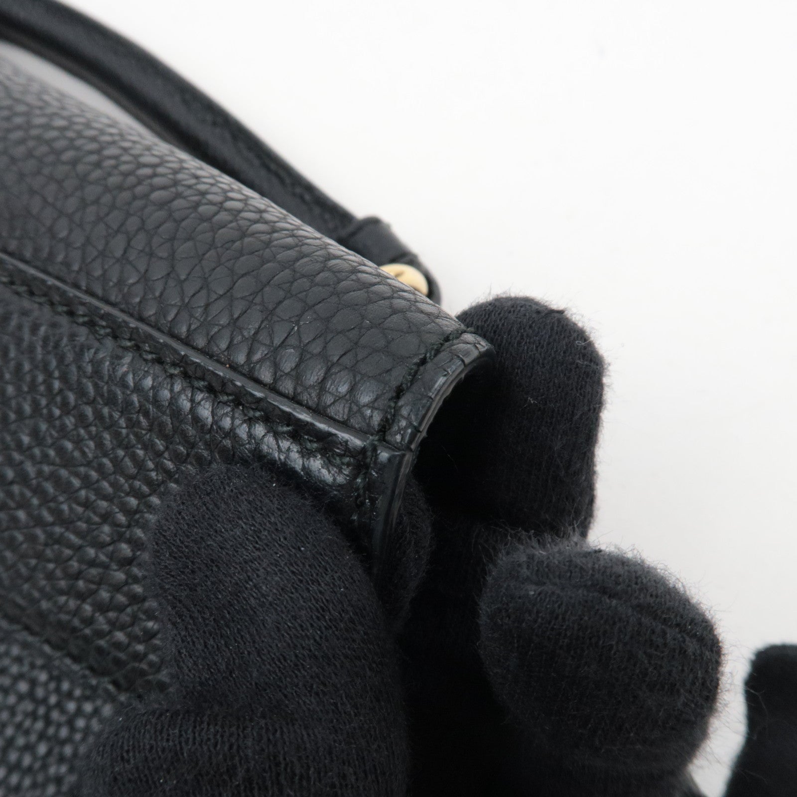 Ferragamo Gancini 2Way Leather Shoulder Bag Black Gold HDW