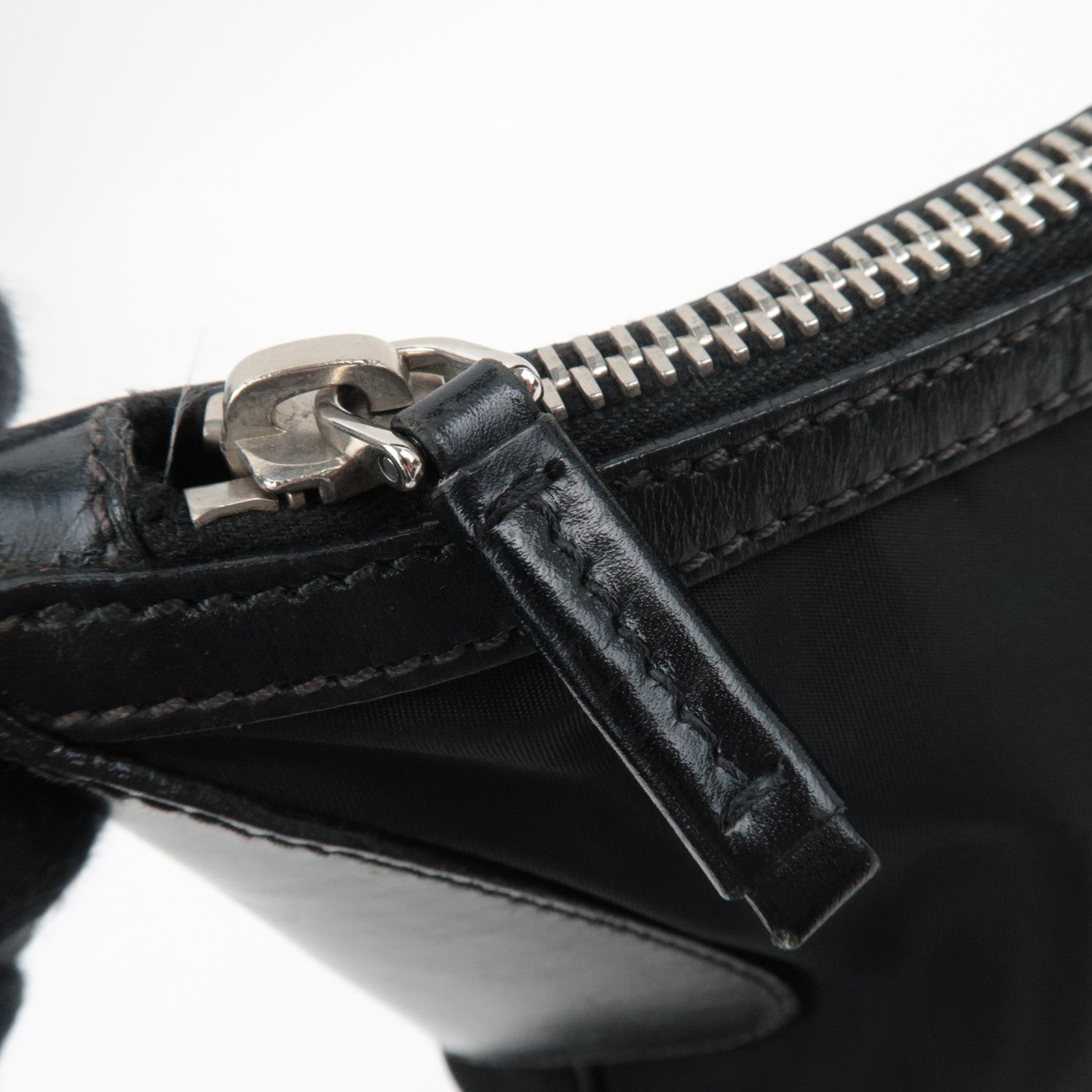 PRADA Shoulder Bag Nylon Leather Black *Name tag