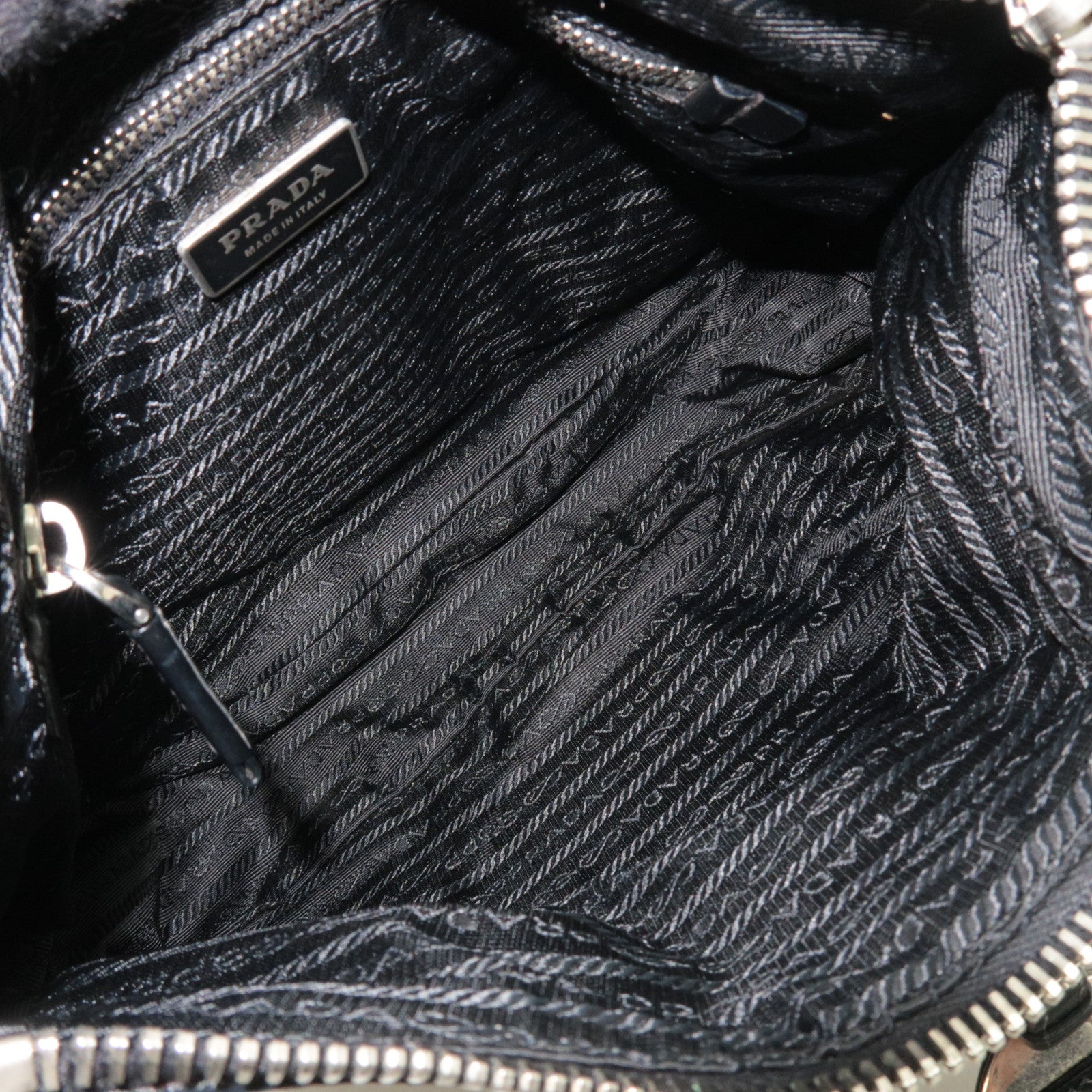 PRADA Shoulder Bag Nylon Leather Black *Name tag