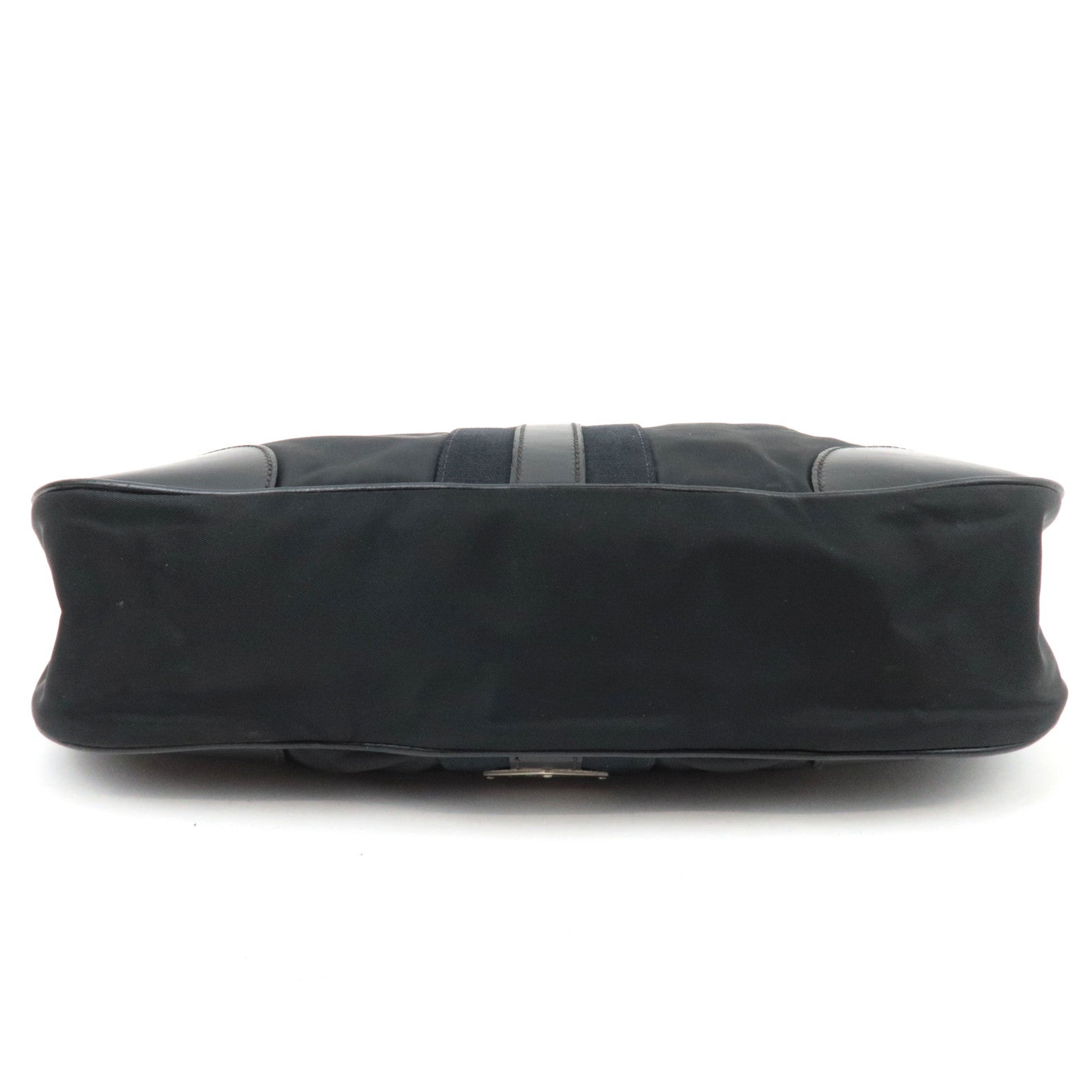 PRADA Shoulder Bag Nylon Leather Black *Name tag