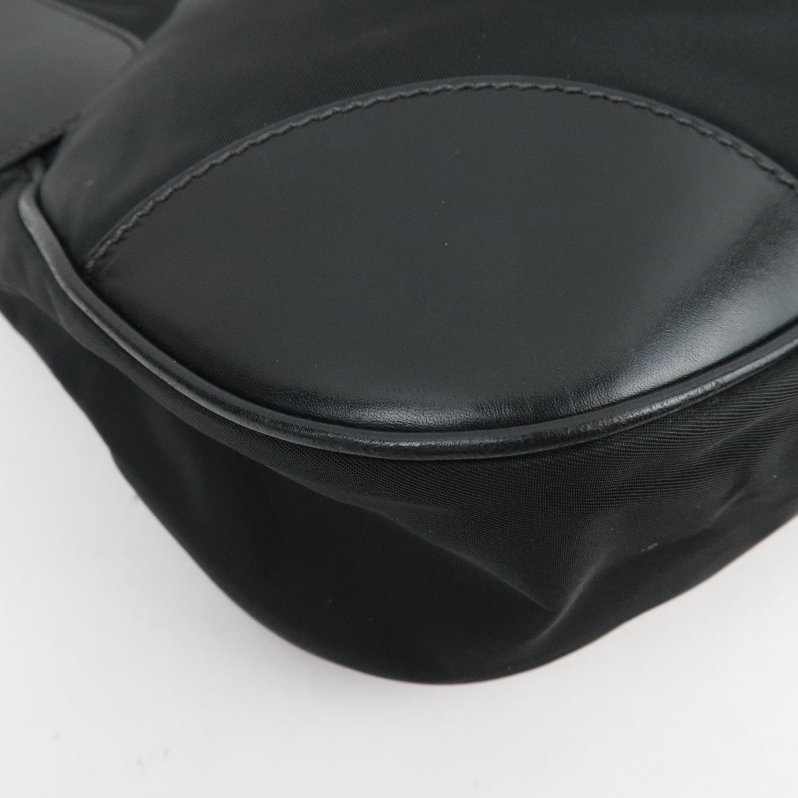 PRADA Shoulder Bag Nylon Leather Black *Name tag