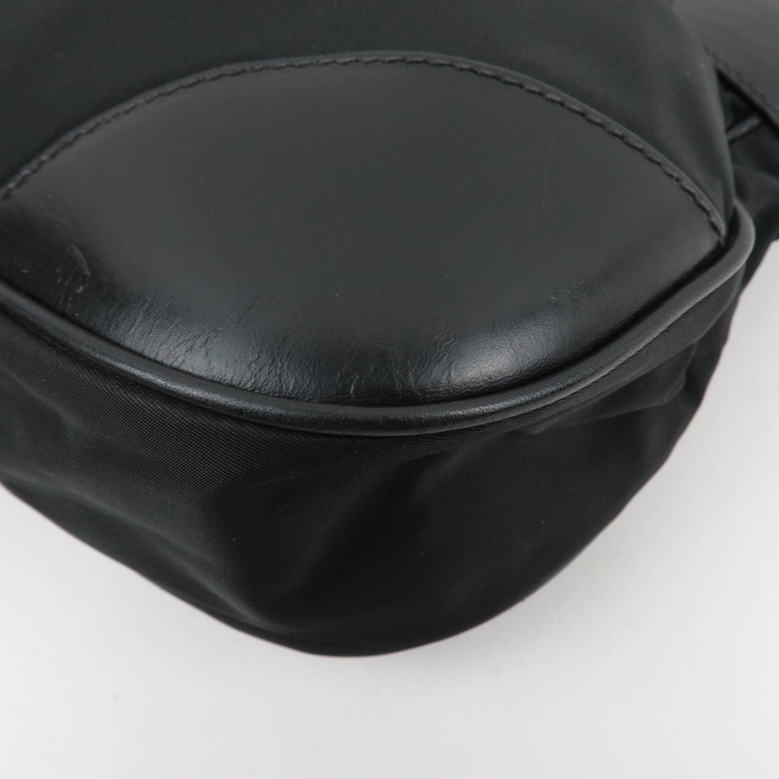 PRADA Shoulder Bag Nylon Leather Black *Name tag