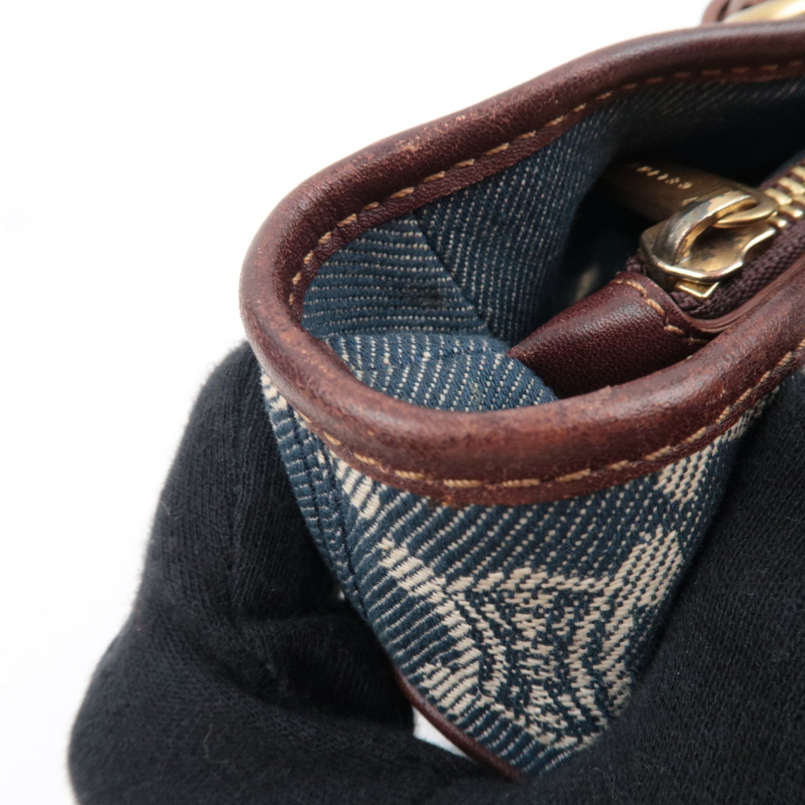 CELINE Macadam Boogie Denim Leather Hand Bag Blue