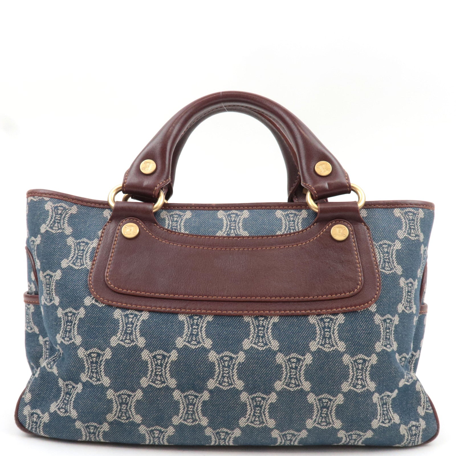 CELINE Macadam Boogie Denim Leather Hand Bag Blue