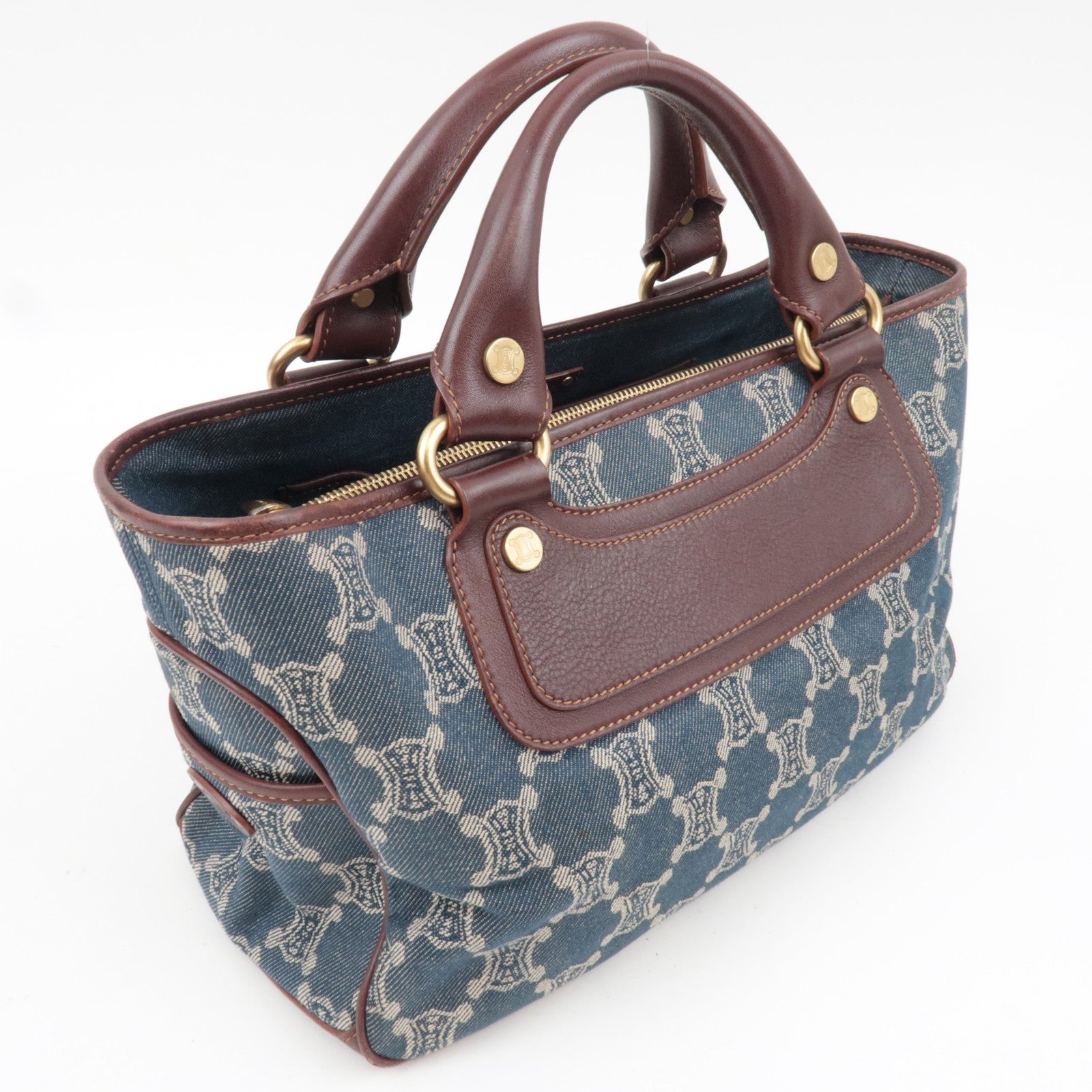 CELINE Macadam Boogie Denim Leather Hand Bag Blue