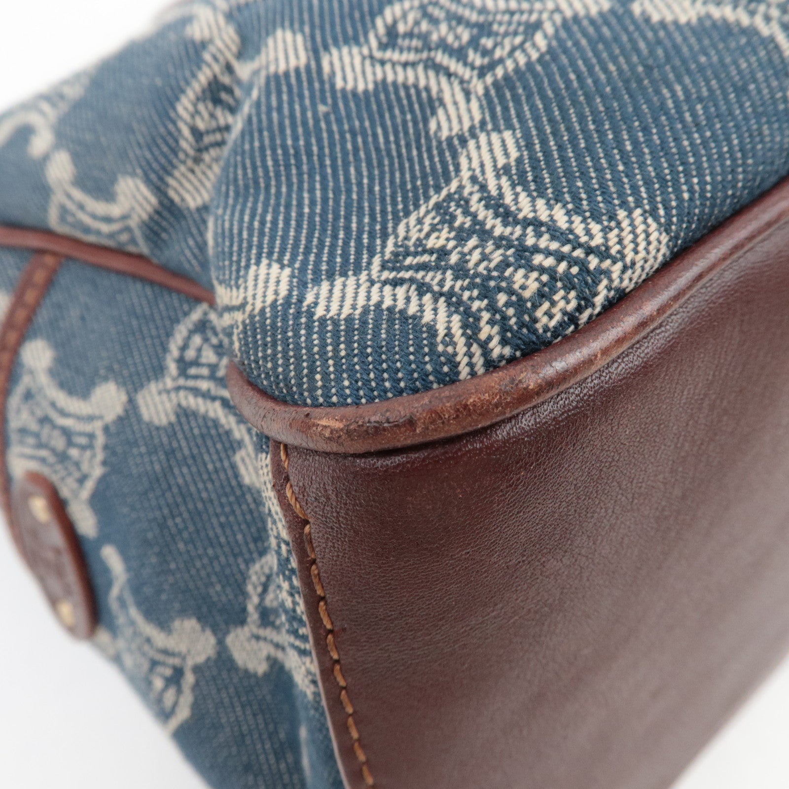 CELINE Macadam Boogie Denim Leather Hand Bag Blue