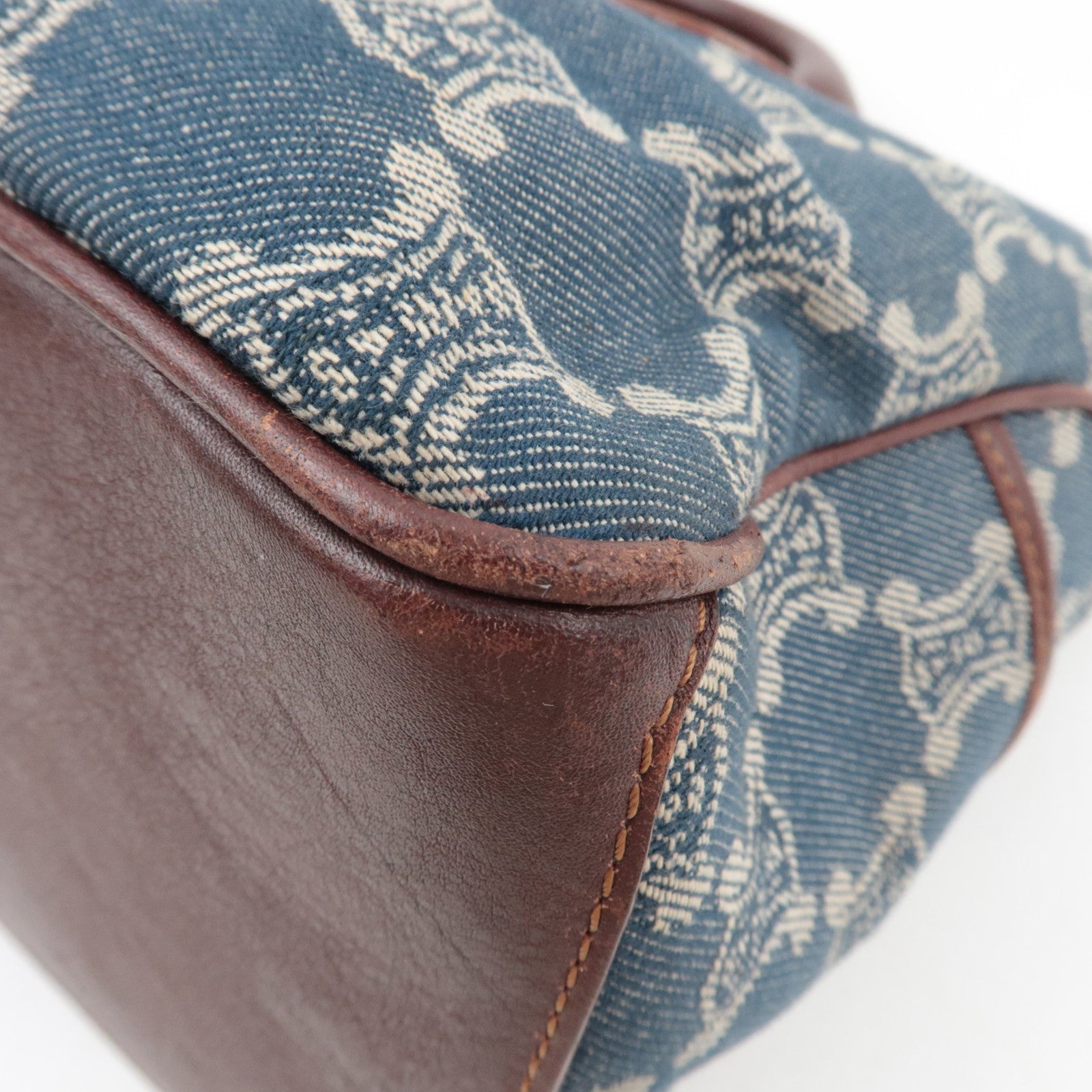 CELINE Macadam Boogie Denim Leather Hand Bag Blue