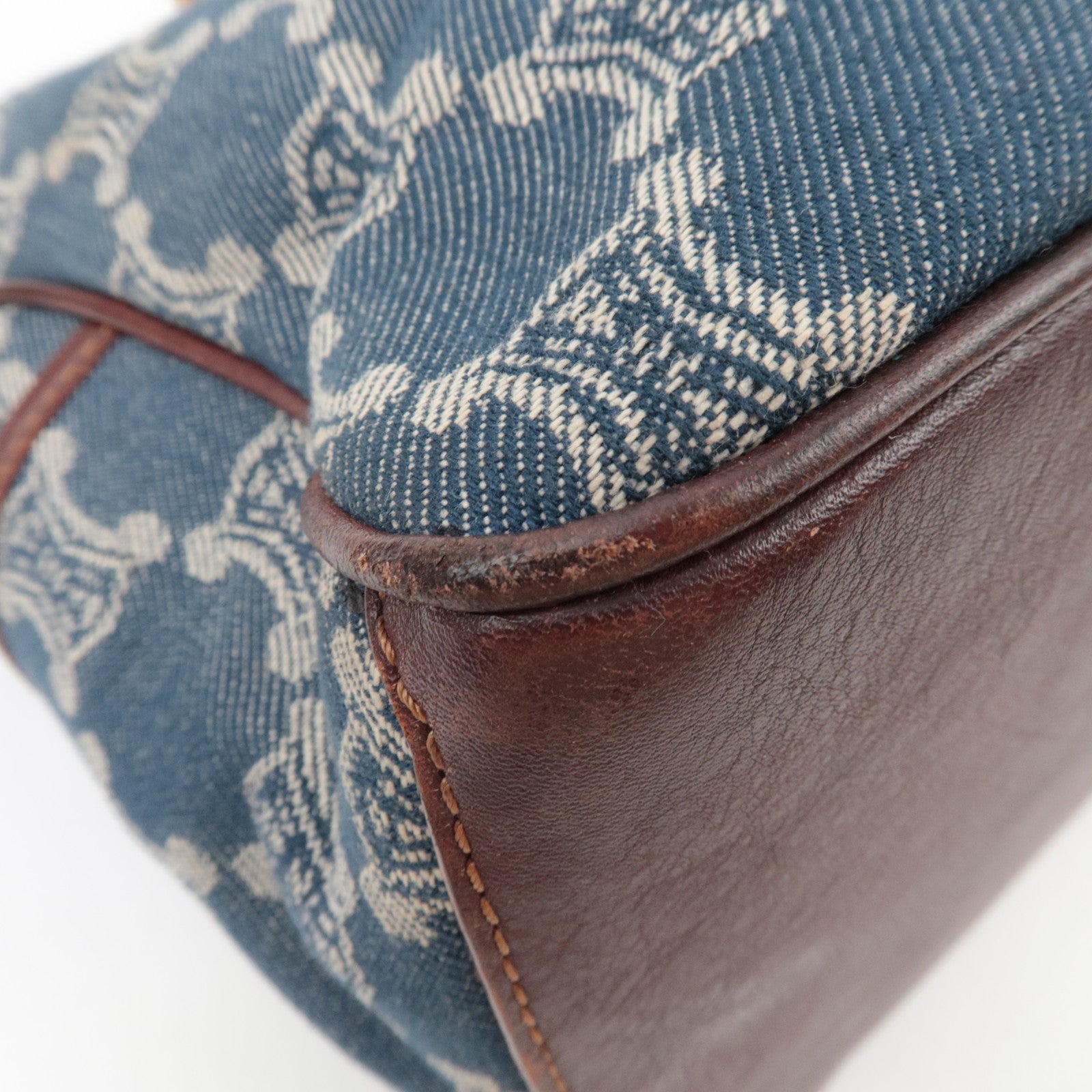 CELINE Macadam Boogie Denim Leather Hand Bag Blue