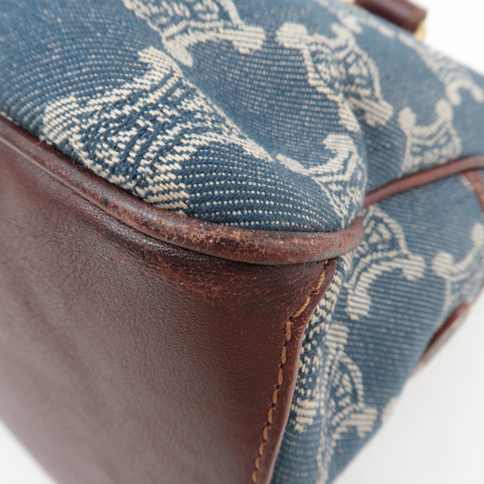 CELINE Macadam Boogie Denim Leather Hand Bag Blue