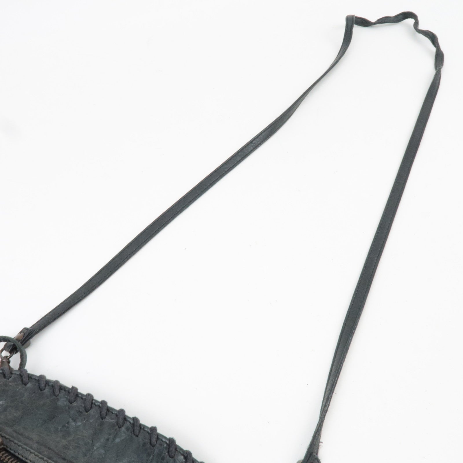 BALENCIAGA The Stitch Leather Shoulder Bag Black *Strap, Mirror