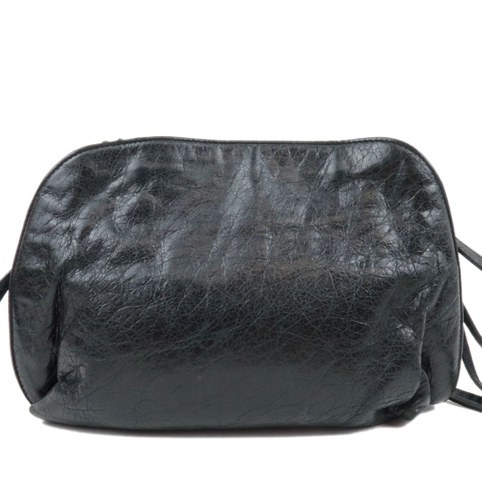 BALENCIAGA The Stitch Leather Shoulder Bag Black *Strap, Mirror