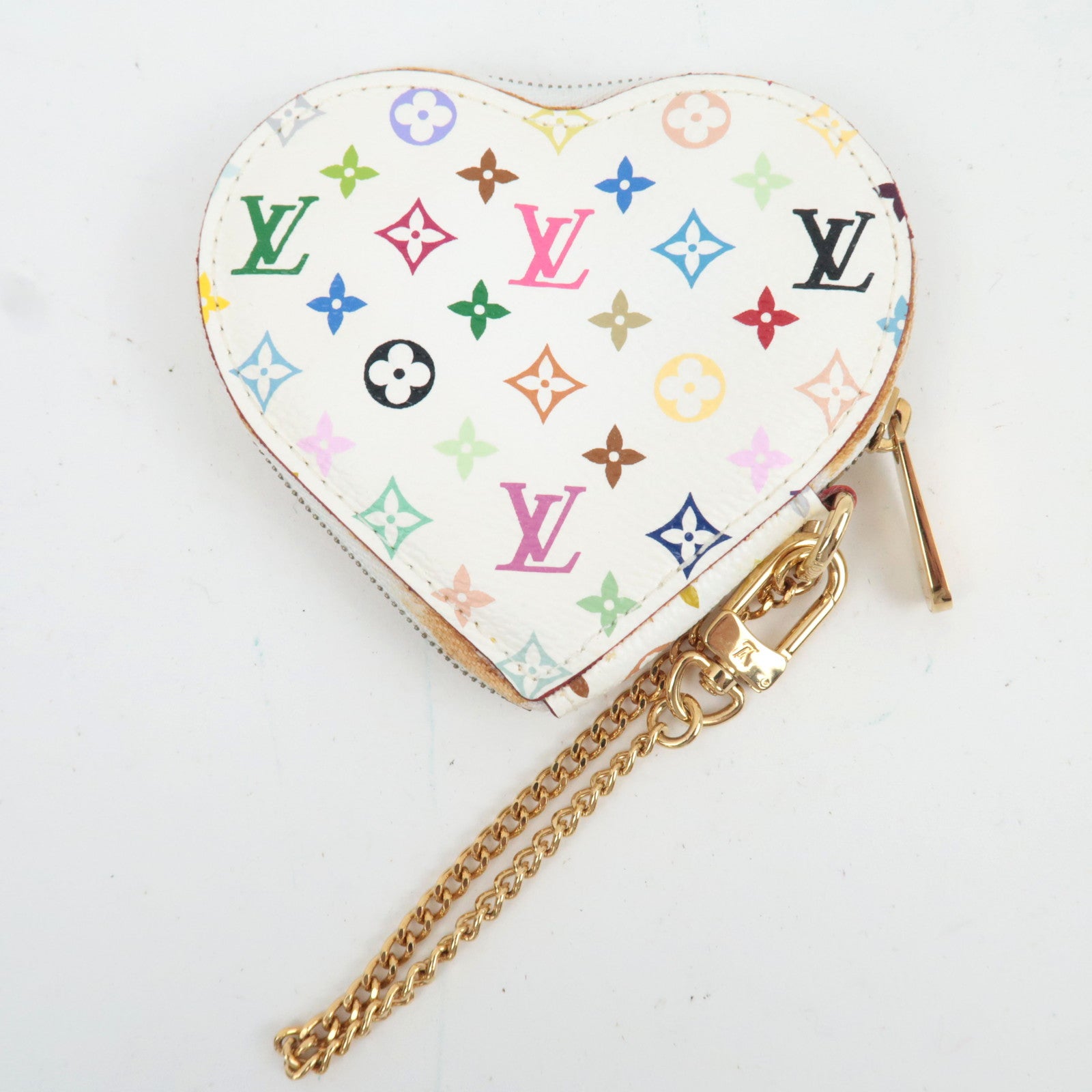 Louis Vuitton Monogram Multicolor Porte Monnaie Coeur Coin Case Blanc M60040 TH0037 *Dust bag