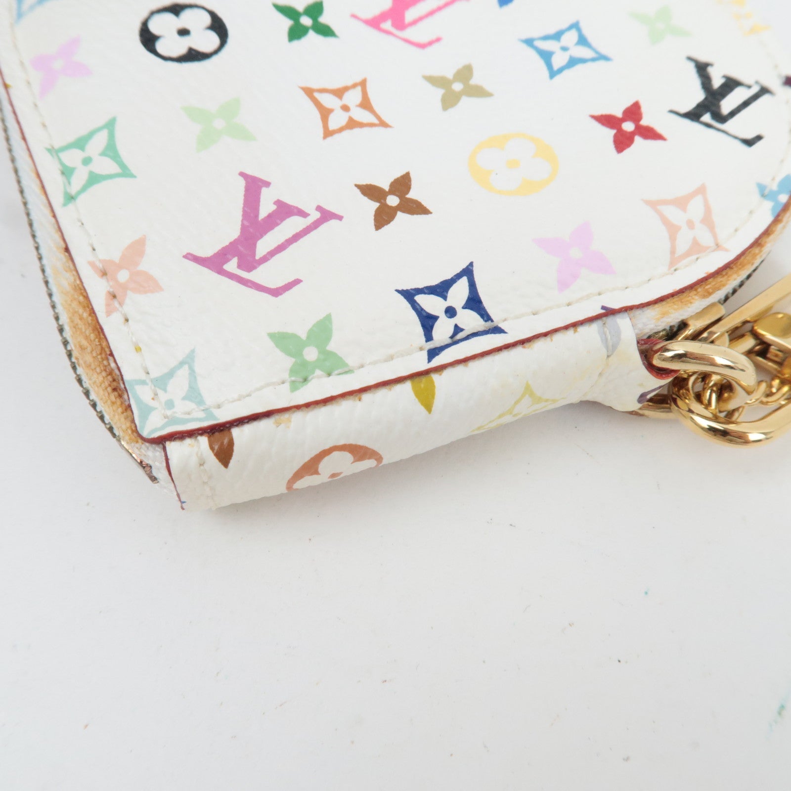 Louis Vuitton Monogram Multicolor Porte Monnaie Coeur Coin Case Blanc M60040 TH0037 *Dust bag