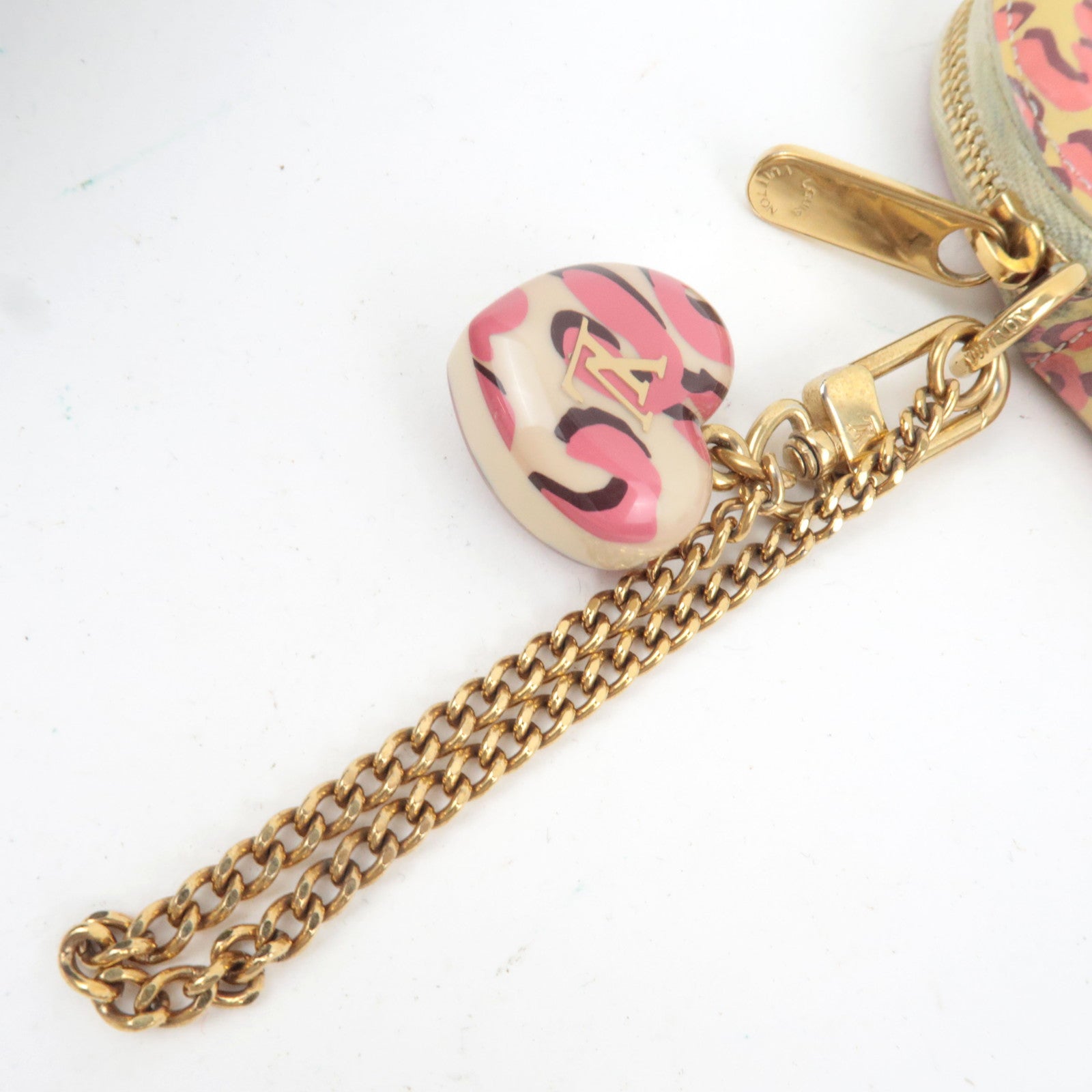 Louis Vuitton Monogram Vernis Leopard Porte Monnaie Coeur Coin Case Broncorail M91473 TS4120 *Box, Dust bag