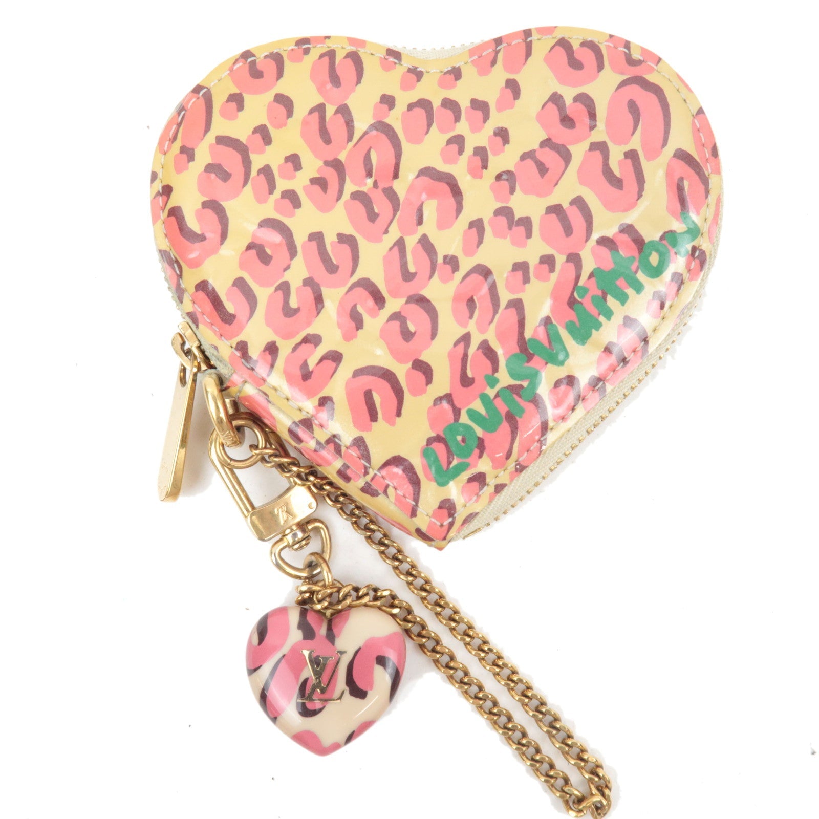 Louis Vuitton Monogram Vernis Leopard Porte Monnaie Coeur Coin Case Broncorail M91473 TS4120 *Box, Dust bag82469