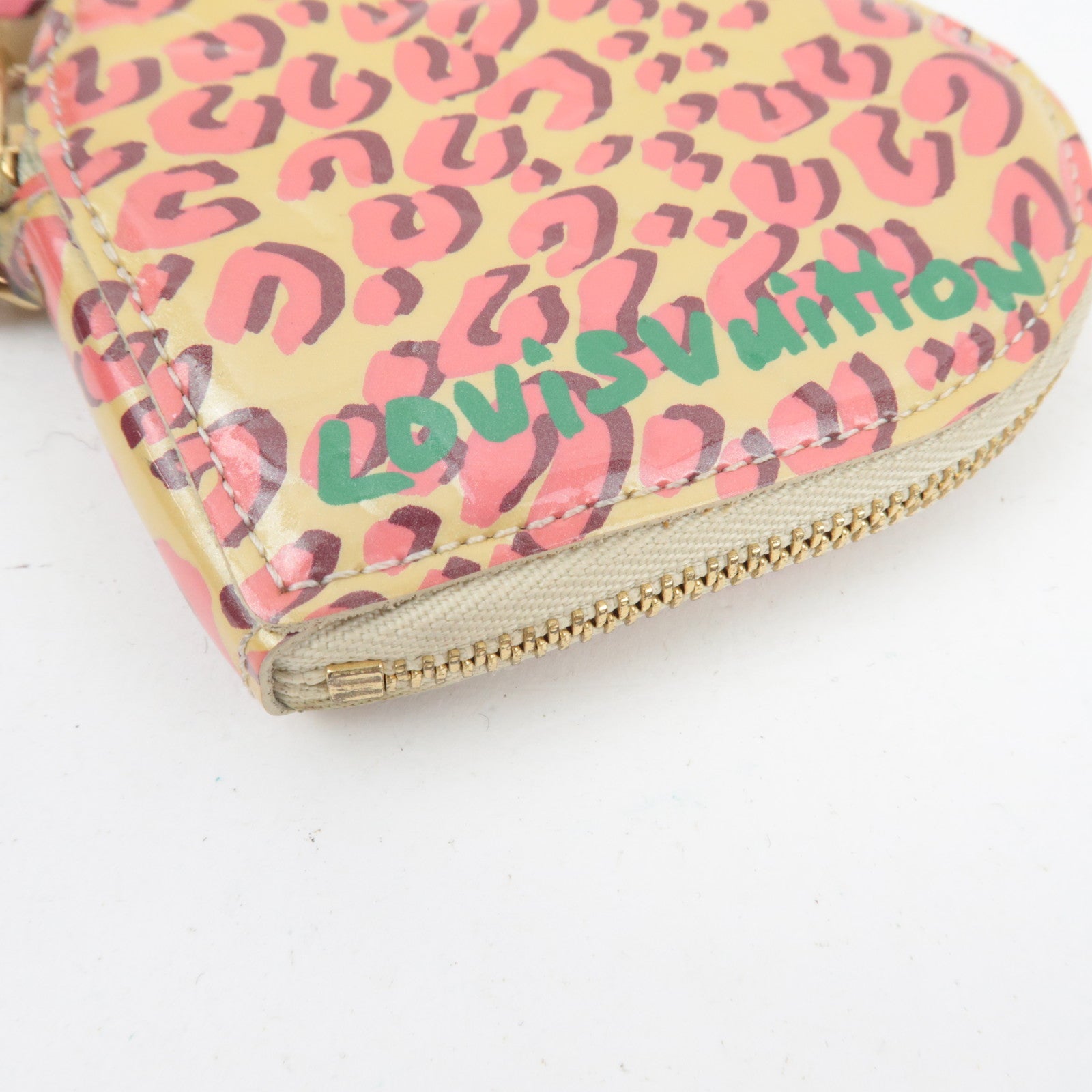 Louis Vuitton Monogram Vernis Leopard Porte Monnaie Coeur Coin Case Broncorail M91473 TS4120 *Box, Dust bag