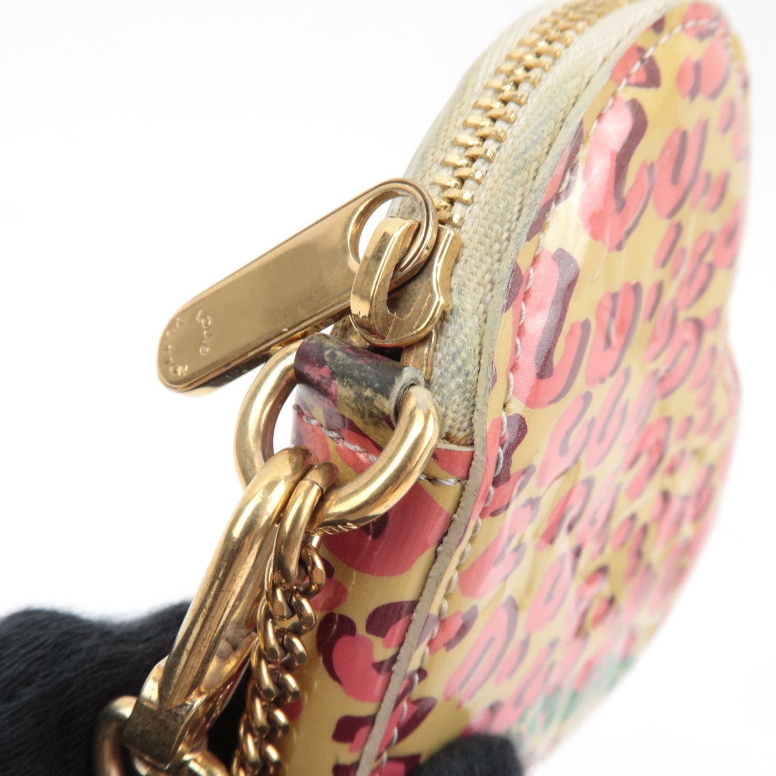 Louis Vuitton Monogram Vernis Leopard Porte Monnaie Coeur Coin Case Broncorail M91473 TS4120 *Box, Dust bag