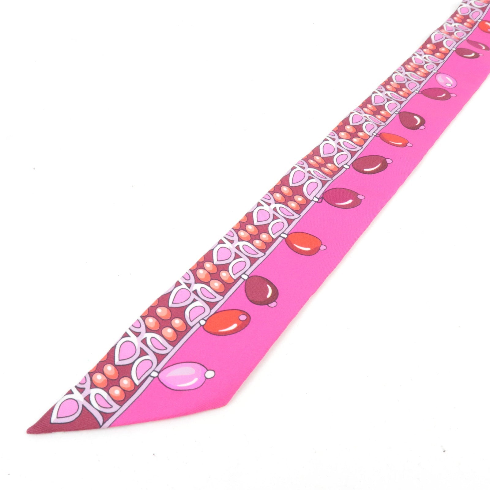 HERMES Twilly Scarf Parures Des MAHARAJA 100% Silk Pink Red *Box