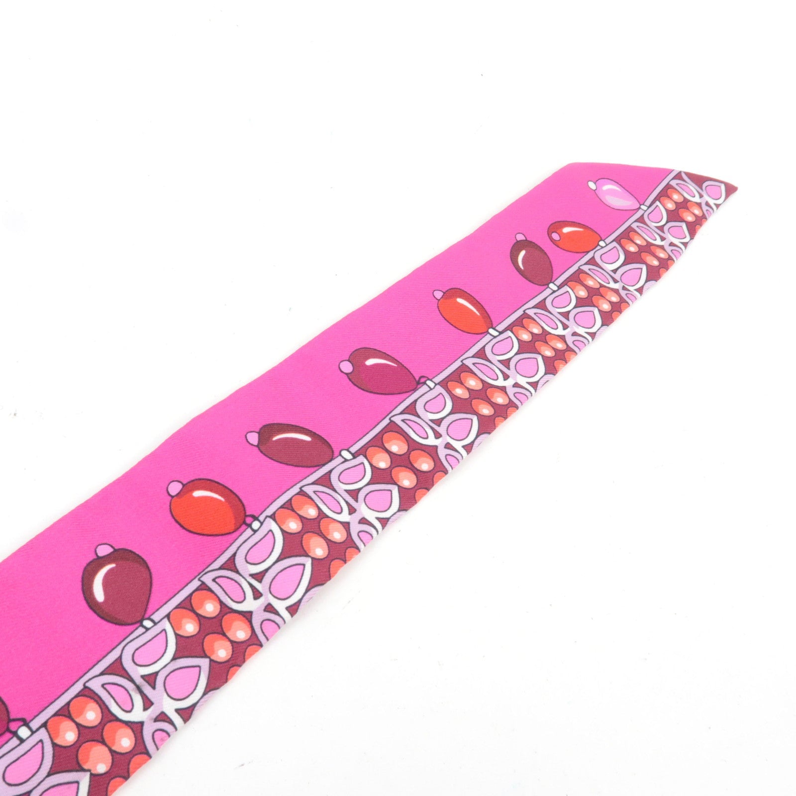 HERMES Twilly Scarf Parures Des MAHARAJA 100% Silk Pink Red *Box