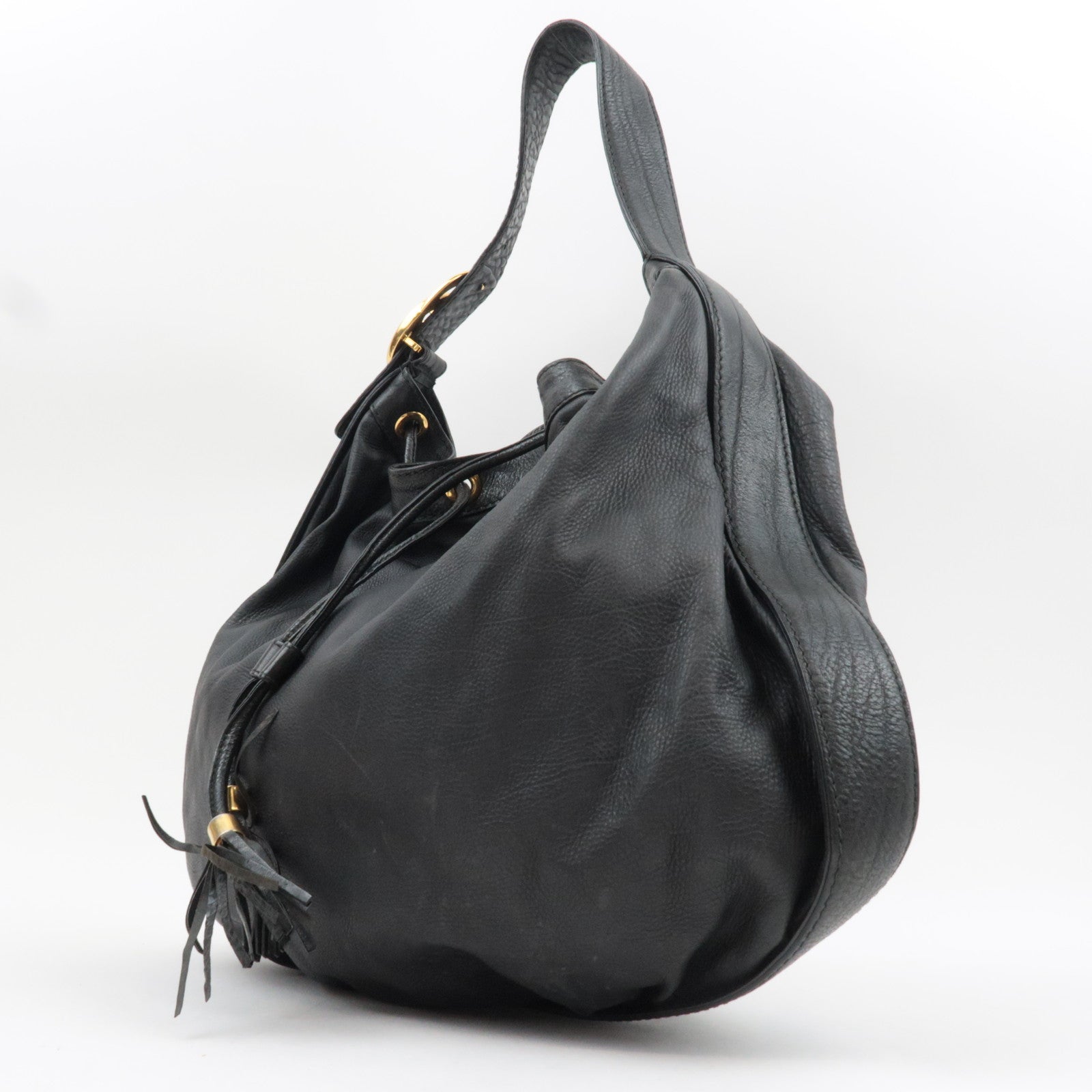 GUCCI Interlocking G Shoulder Bag Leather Black 223951