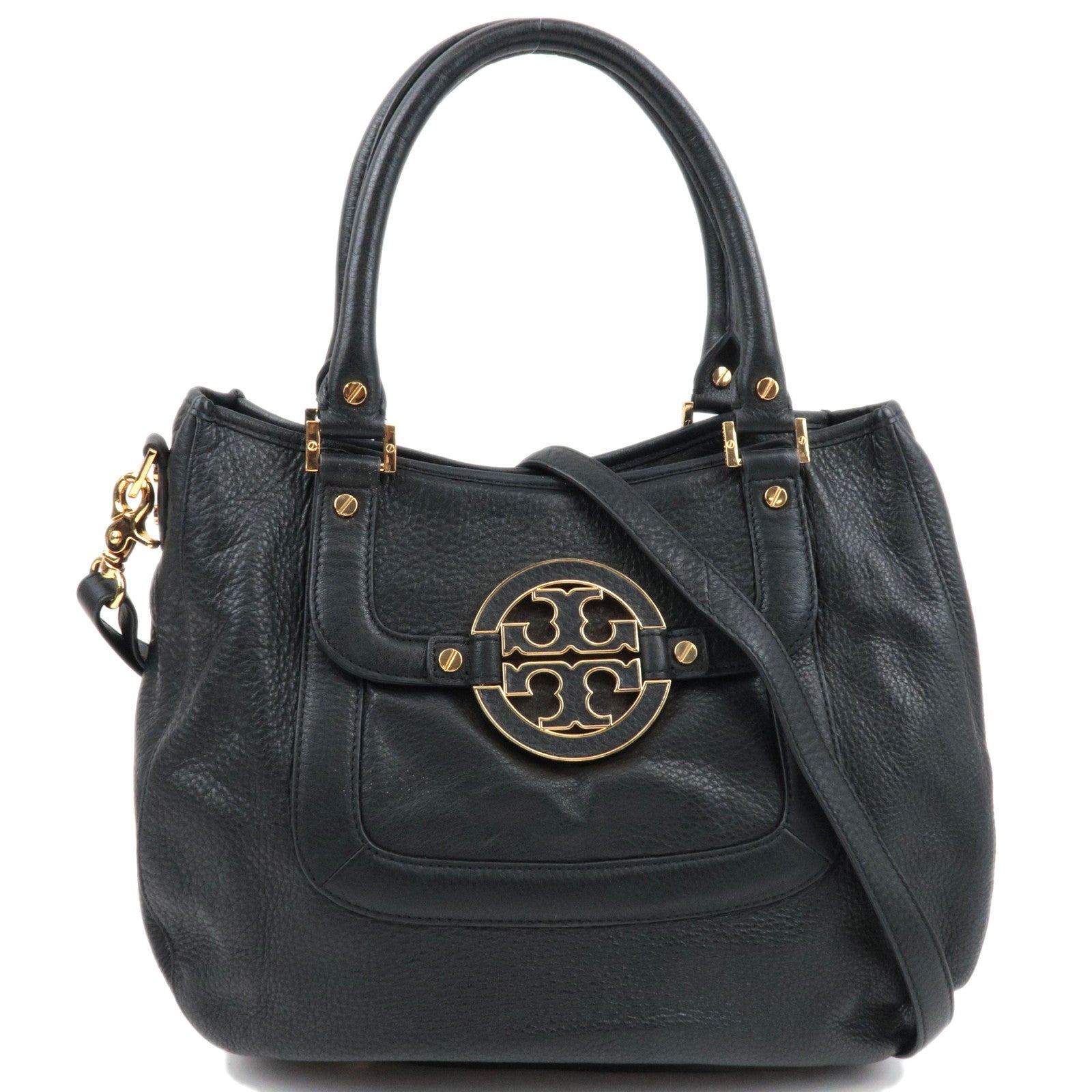 TORY BURCH 2Way Shoulder Bag Leather Black *Strap82486