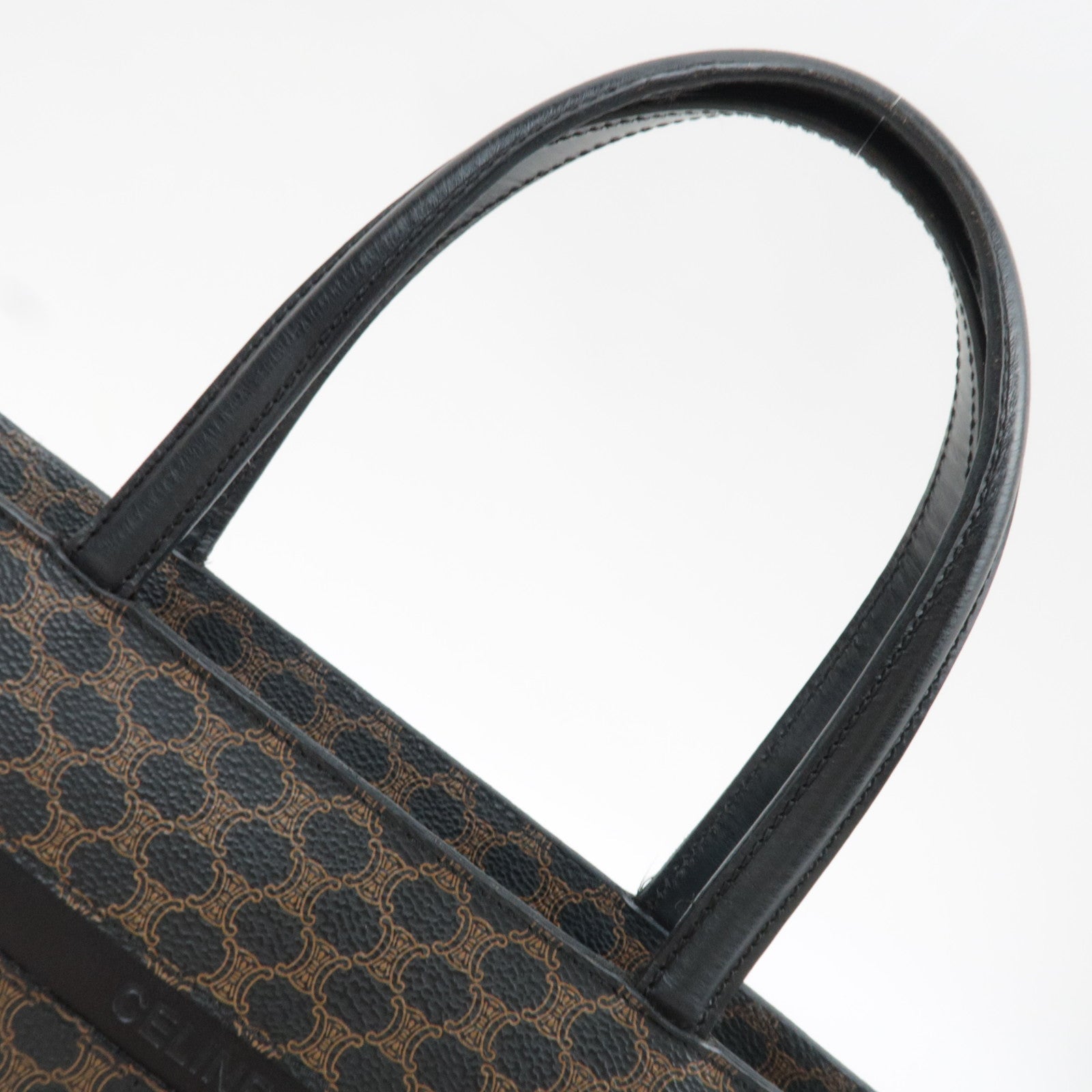 CELINE Macadam Tote Bag PVC Leather Black Brown