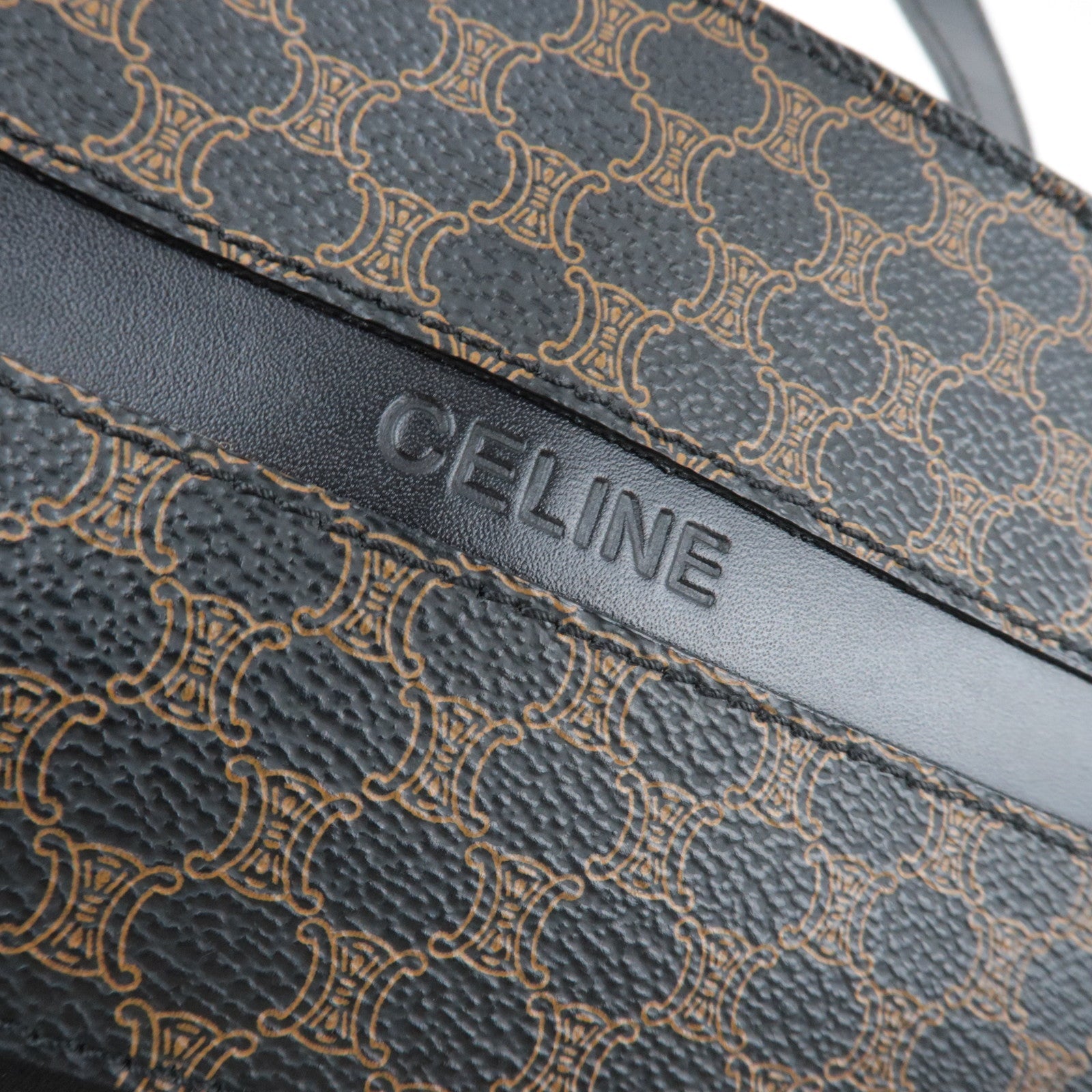 CELINE Macadam Tote Bag PVC Leather Black Brown