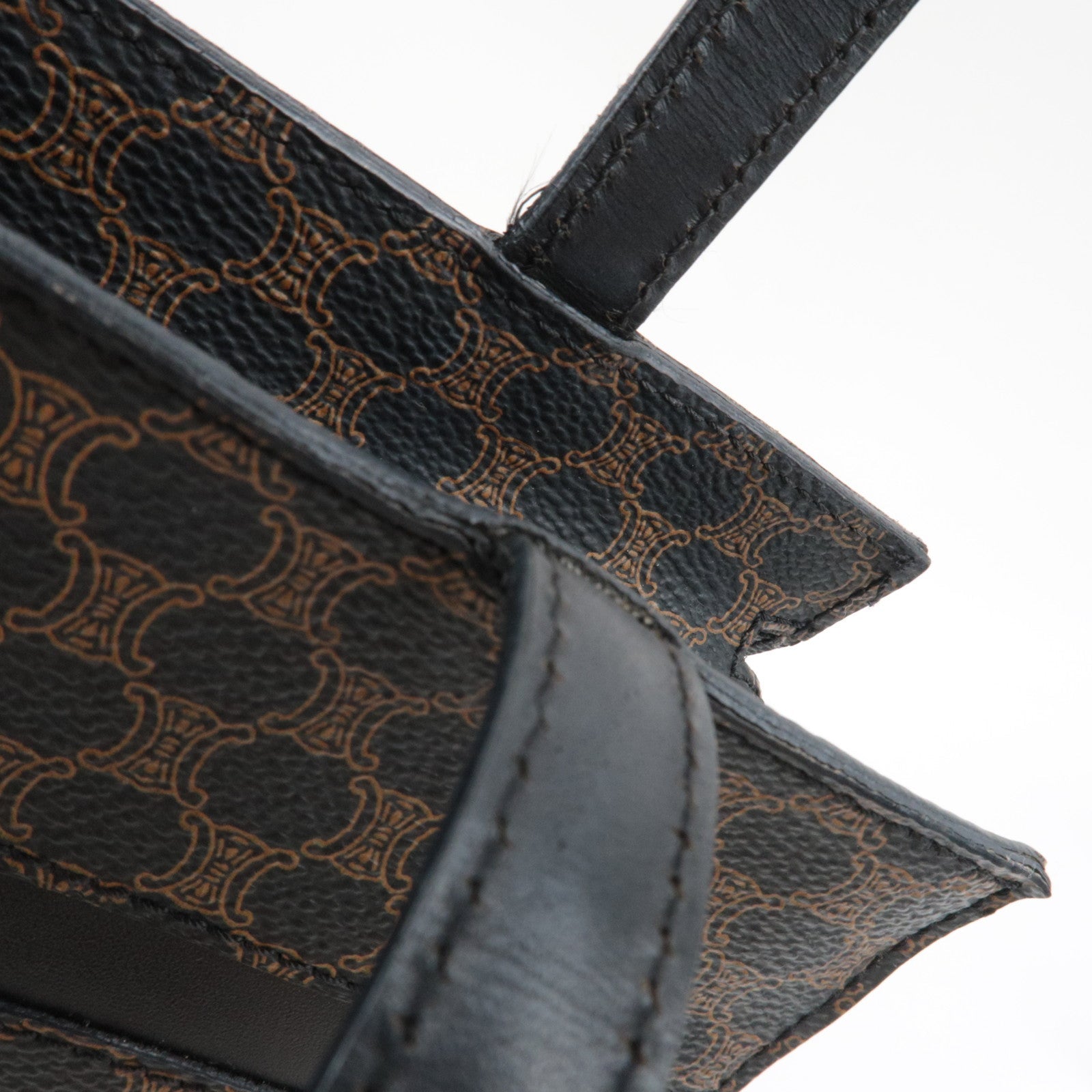 CELINE Macadam Tote Bag PVC Leather Black Brown