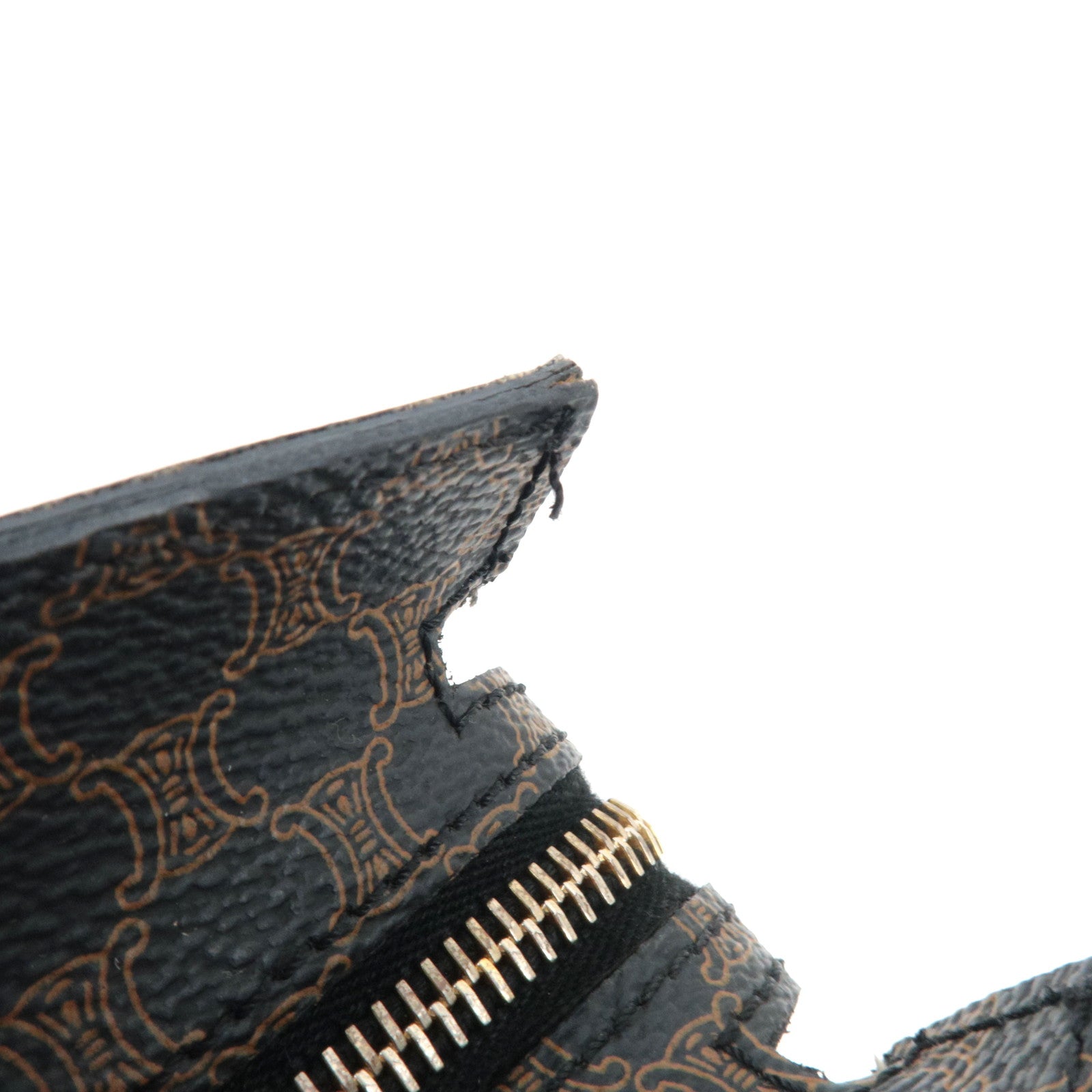 CELINE Macadam Tote Bag PVC Leather Black Brown