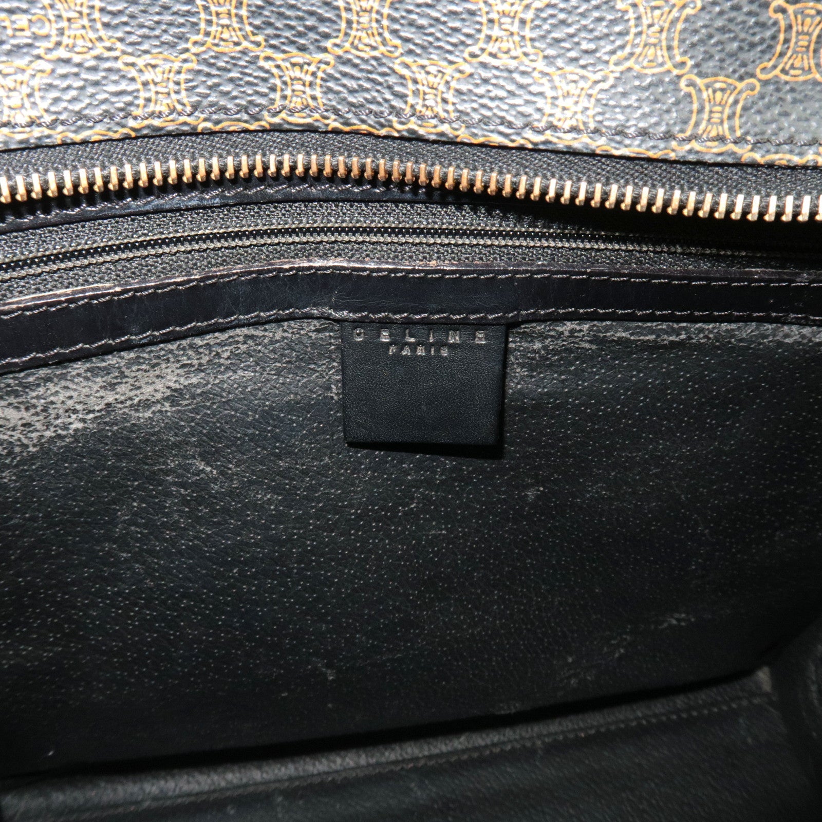 CELINE Macadam Tote Bag PVC Leather Black Brown