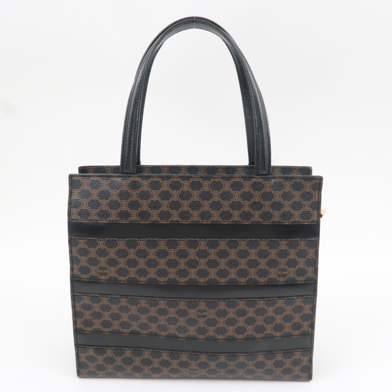 CELINE Macadam Tote Bag PVC Leather Black Brown