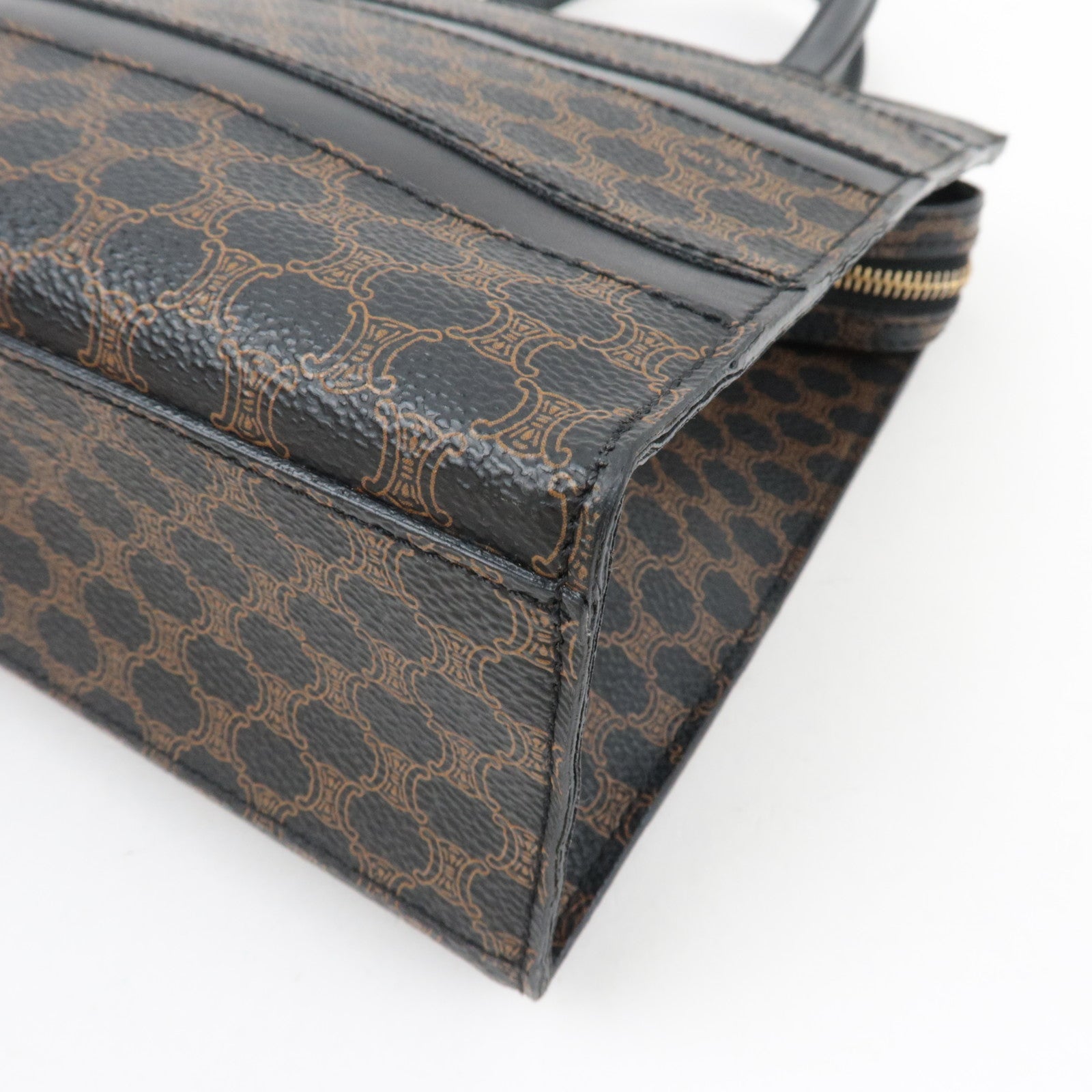 CELINE Macadam Tote Bag PVC Leather Black Brown