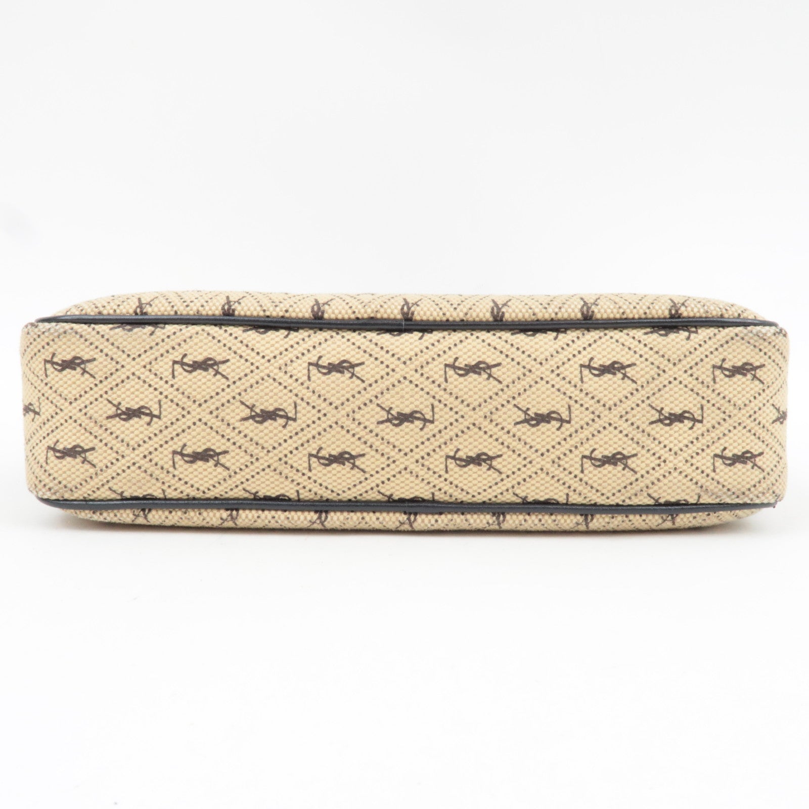 Saint Laurent Monogram Allover Shoulder Bag Cotton Canvas Leather Beige *Dust Bag