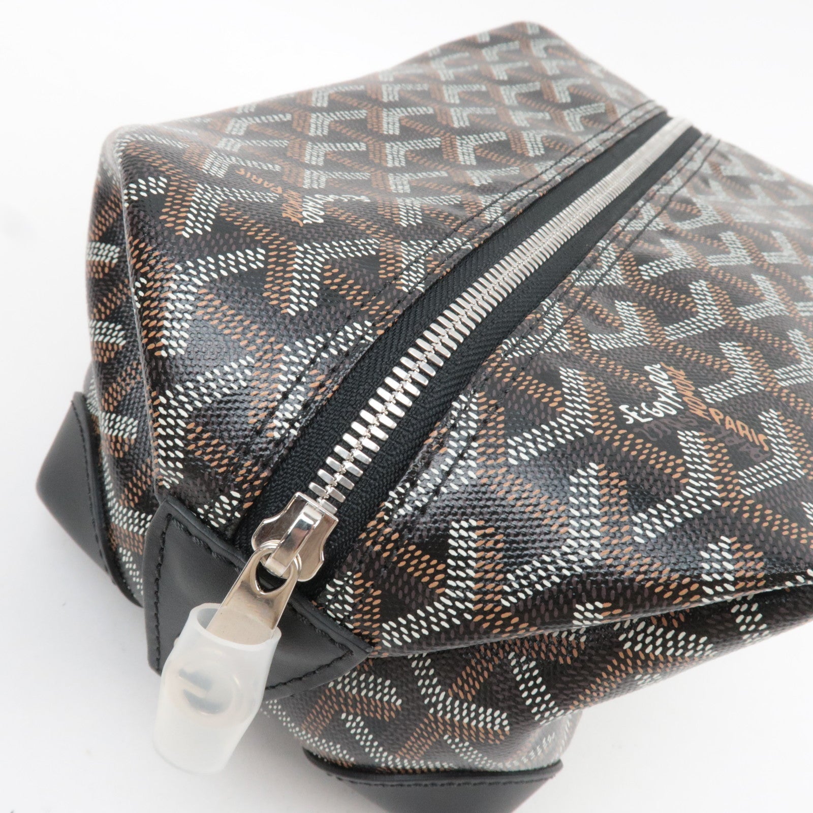 GOYARD Herringbone Bowling 25 Toiletry Bag PVC Leather Black *Dust bag