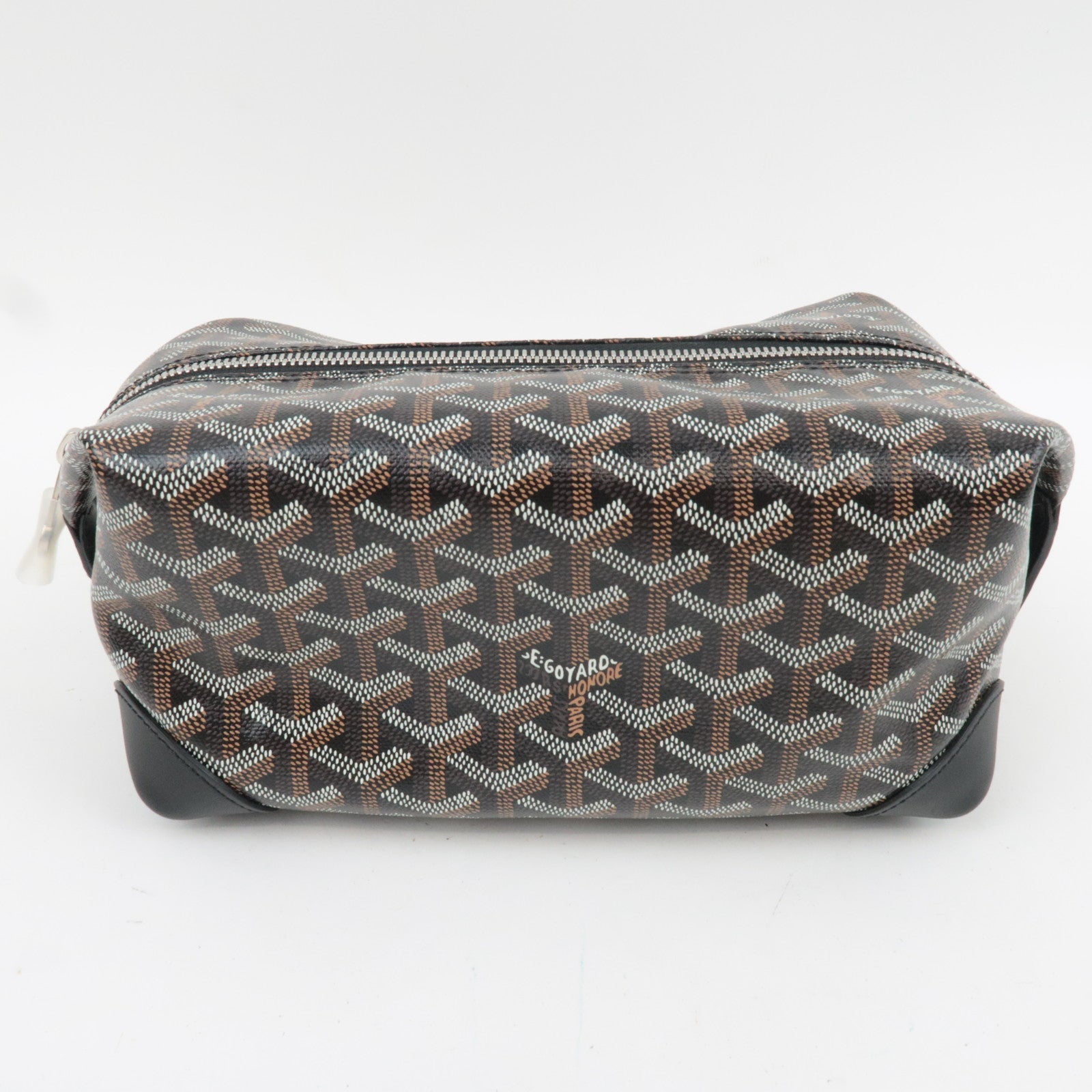 GOYARD Herringbone Bowling 25 Toiletry Bag PVC Leather Black *Dust bag
