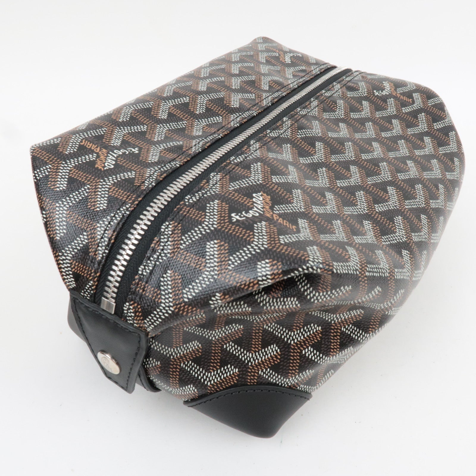 GOYARD Herringbone Bowling 25 Toiletry Bag PVC Leather Black *Dust bag
